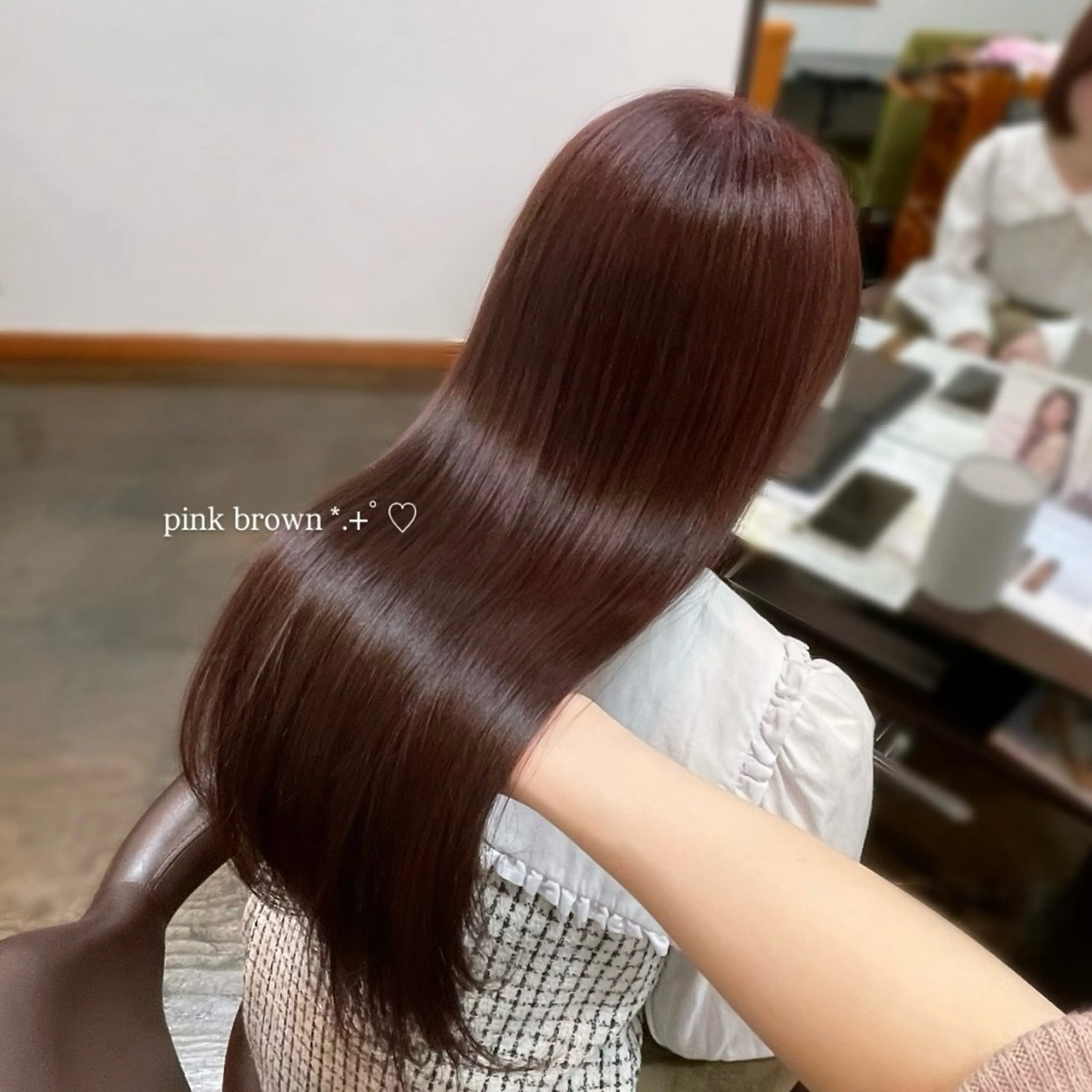 ロング カラー ブラウンカラー ピンクカラー ピンクブラウン 髪質改善 ヘアカラー nana ♡のヘアスタイル