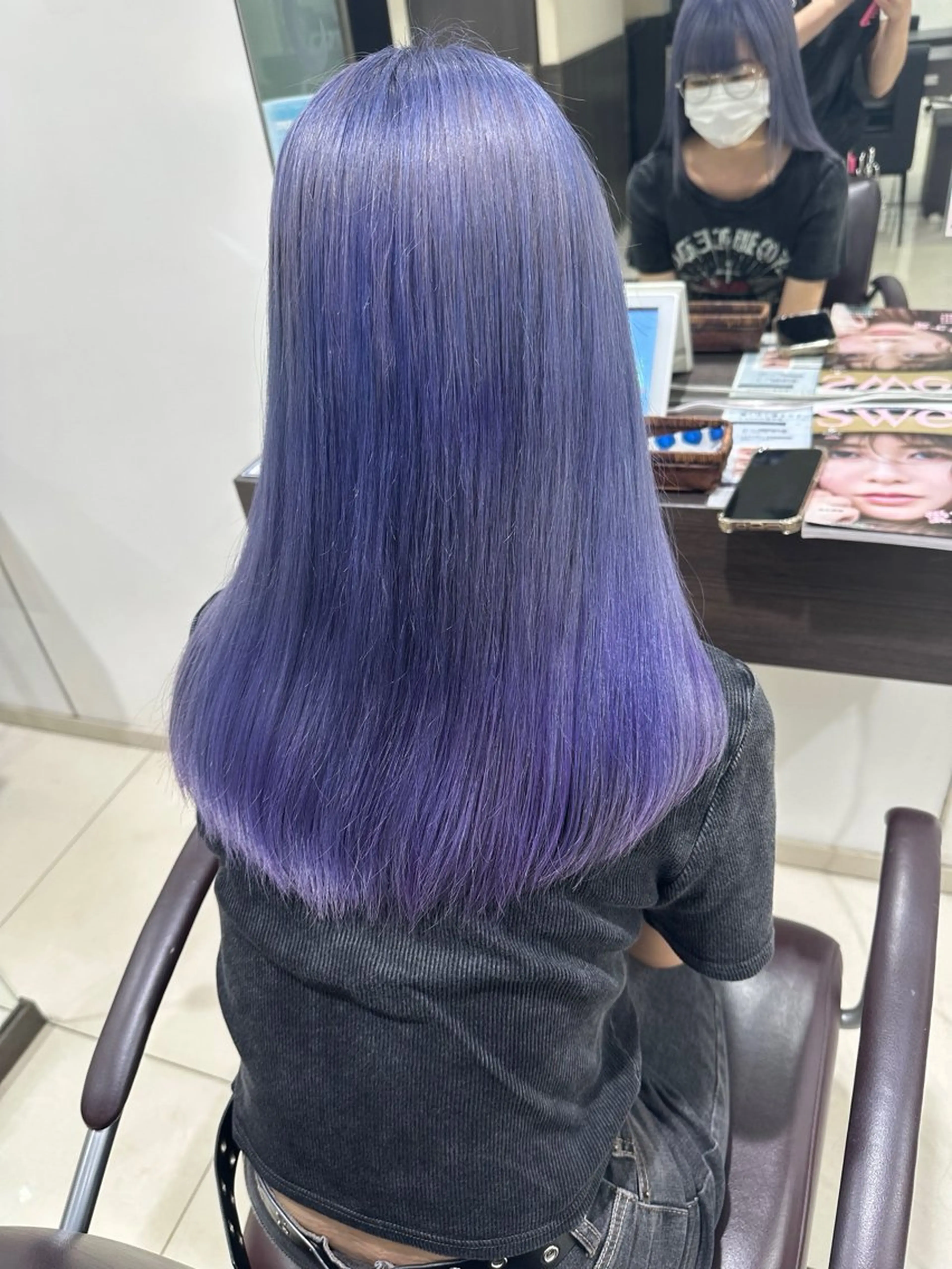 ロング カラー ブルーカラー ブルーラベンダー ラベンダーカラー ヘアカラー KEEN.渋沢/ ブリーチ/みなのヘアスタイル