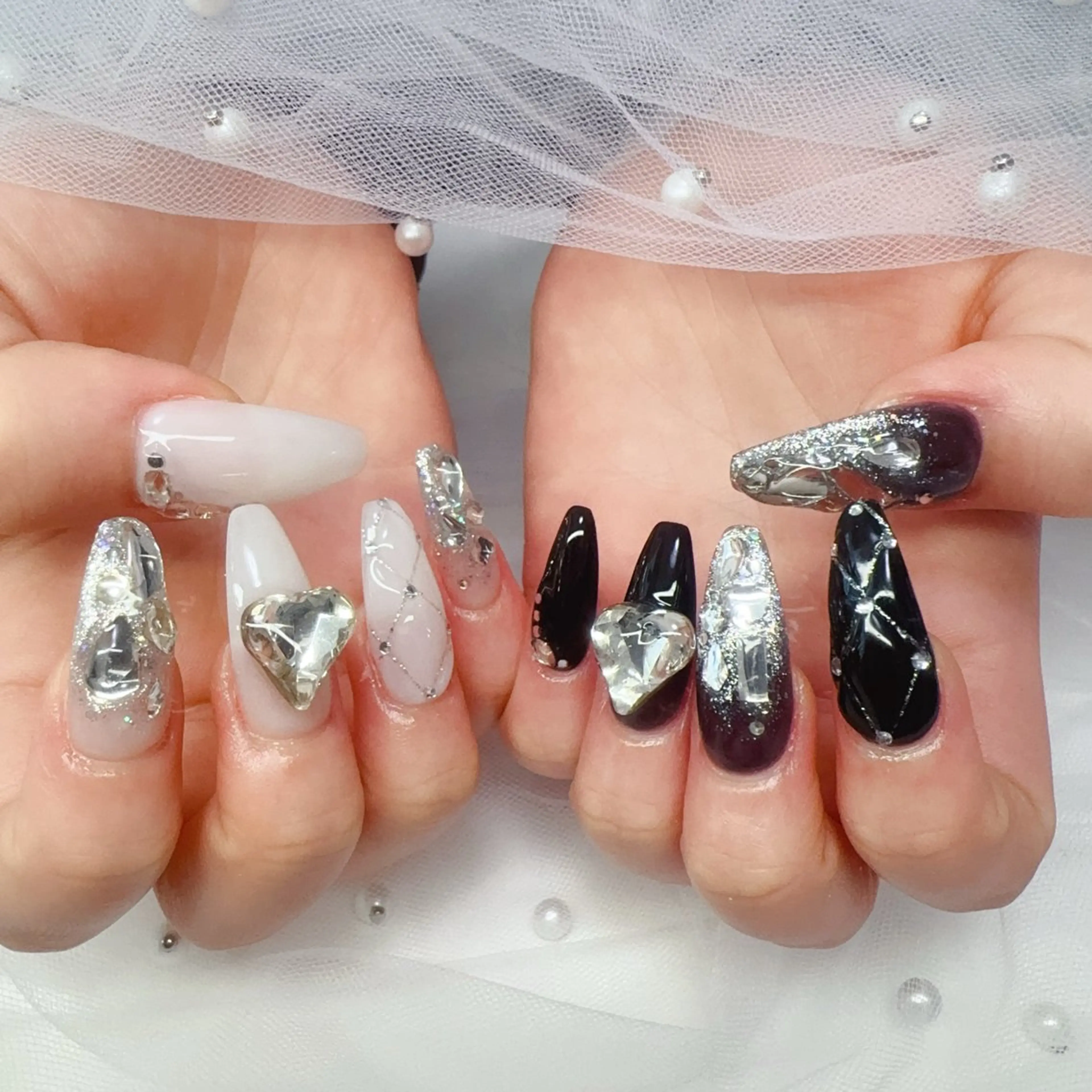 🌸モデル募集中🔥ジェルチップ長さ出しパーツストーン付け放題(自爪ジェルオフあり＋500円)の写真