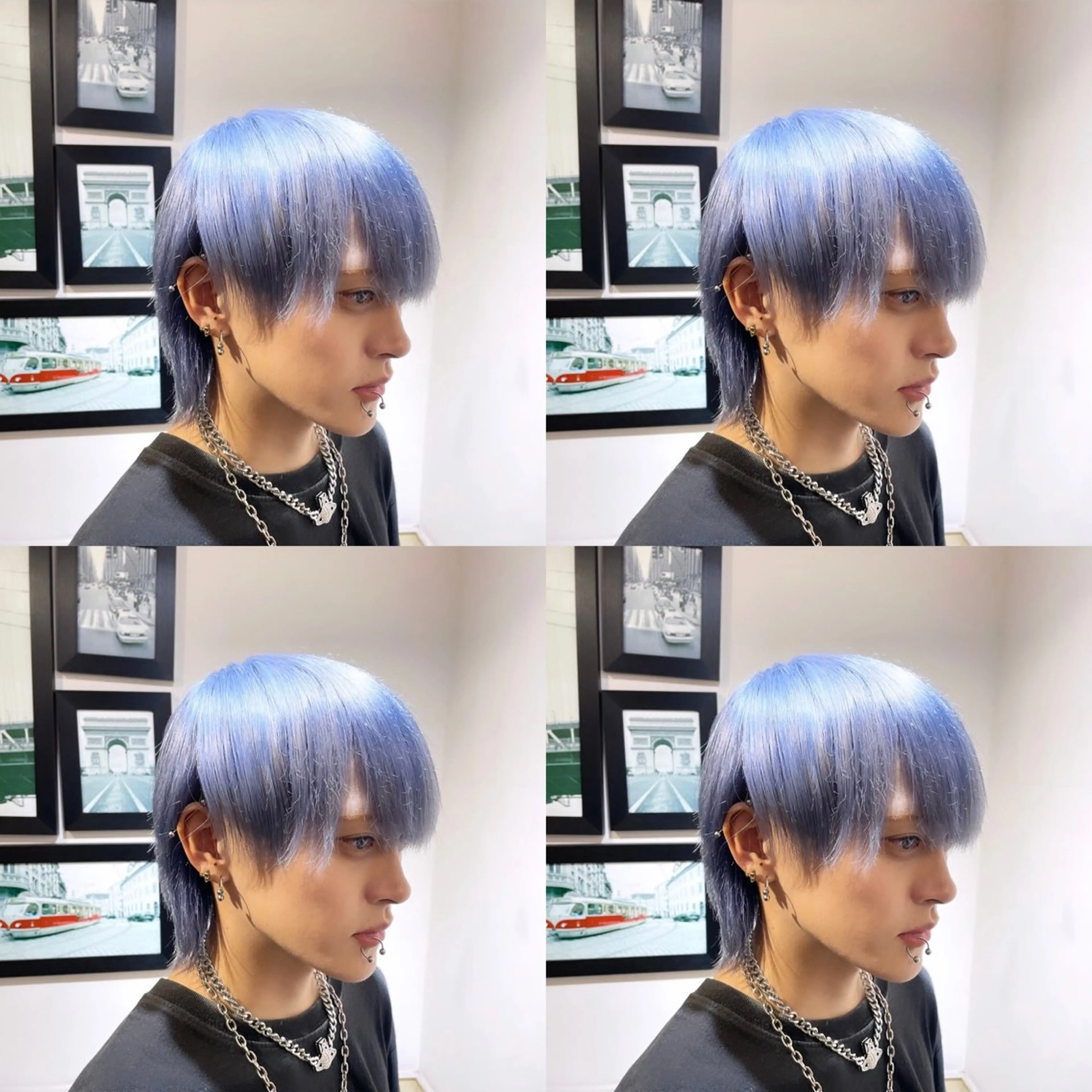 ショート カラー メンズ ブルーカラー シルバー 🌟トップデザイナー 高橋🌟のヘアスタイル