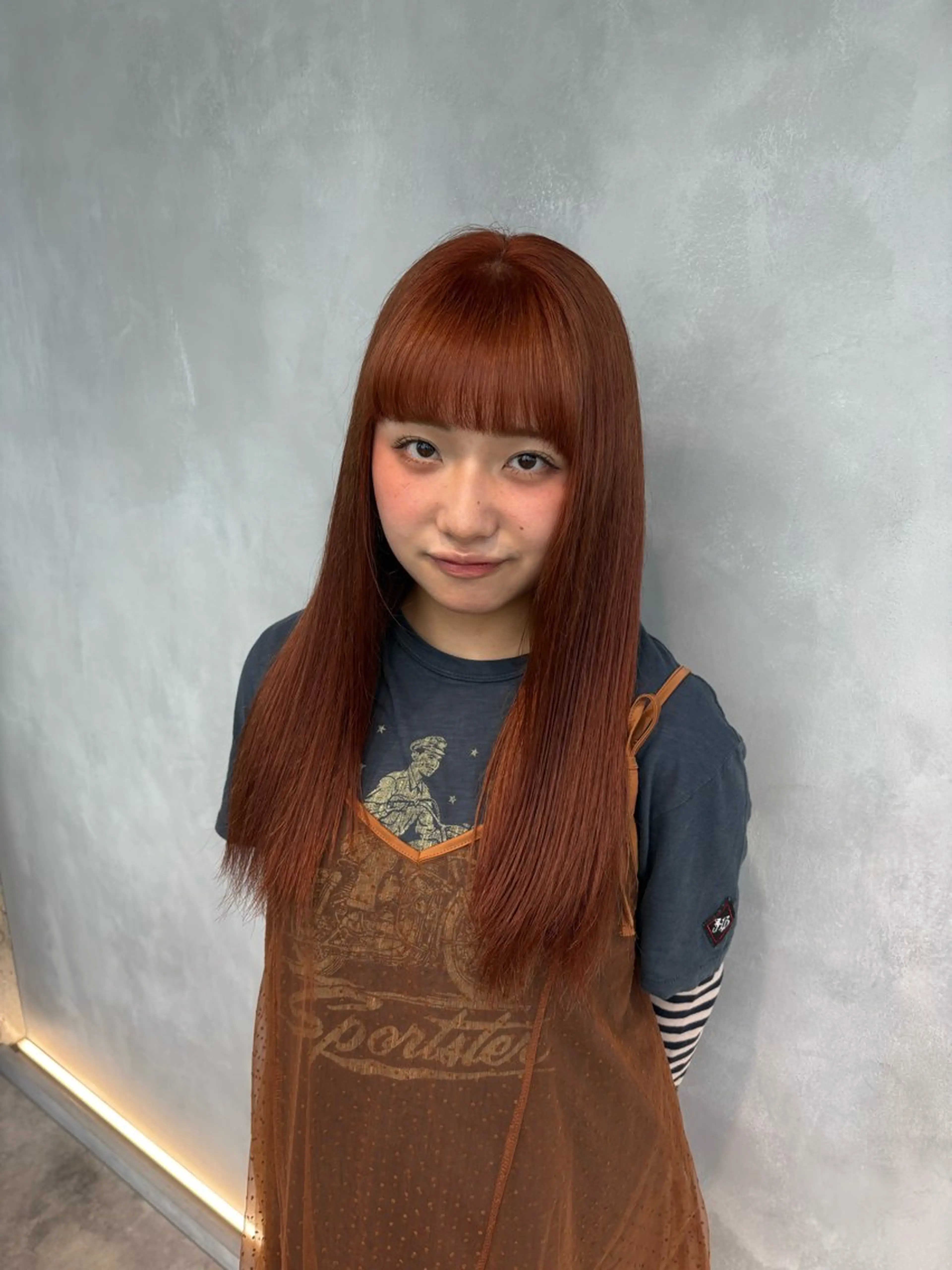 ロング カラー オレンジ ヘアカラー 茅ヶ崎/ハイトーン/ Ramuのヘアスタイル