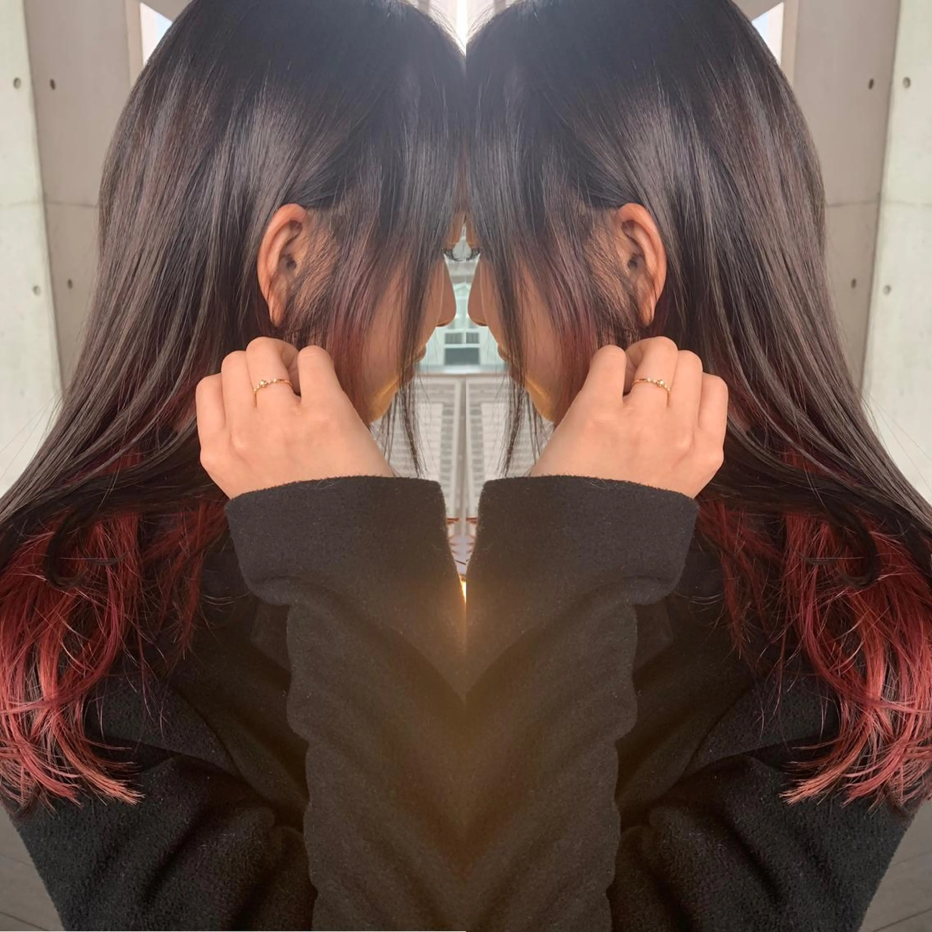 セミロング カラー ヘアアレンジ インナーカラー Merci メルシー 福岡、今泉のヘアスタイル