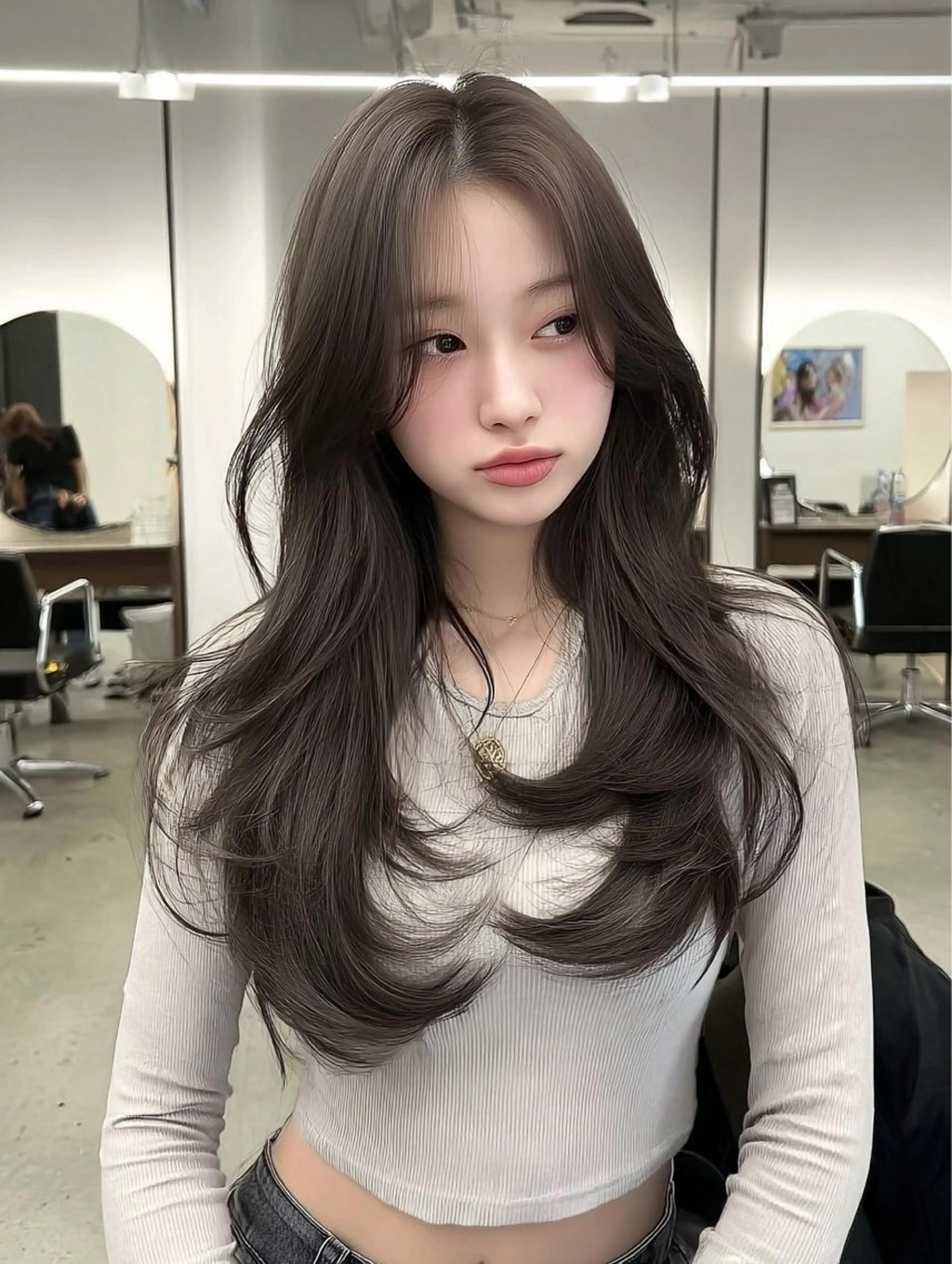 ロング カラー 鍋島 美華のヘアスタイル