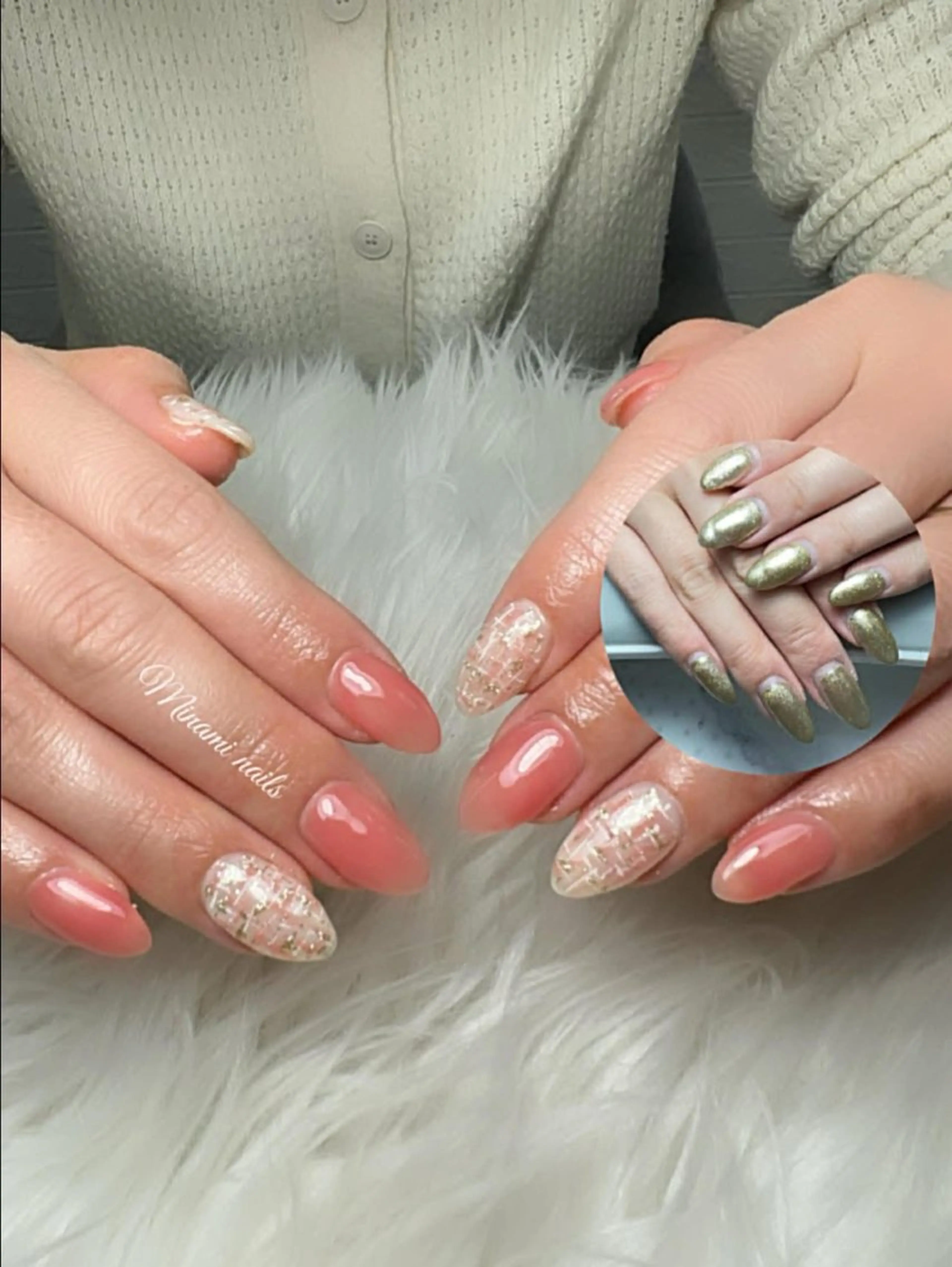 ネイル アートネイル オーロラネイル ガーリー キラキラネイル 韓国ネイル ハンドネイル Minami Nailsのネイルデザイン