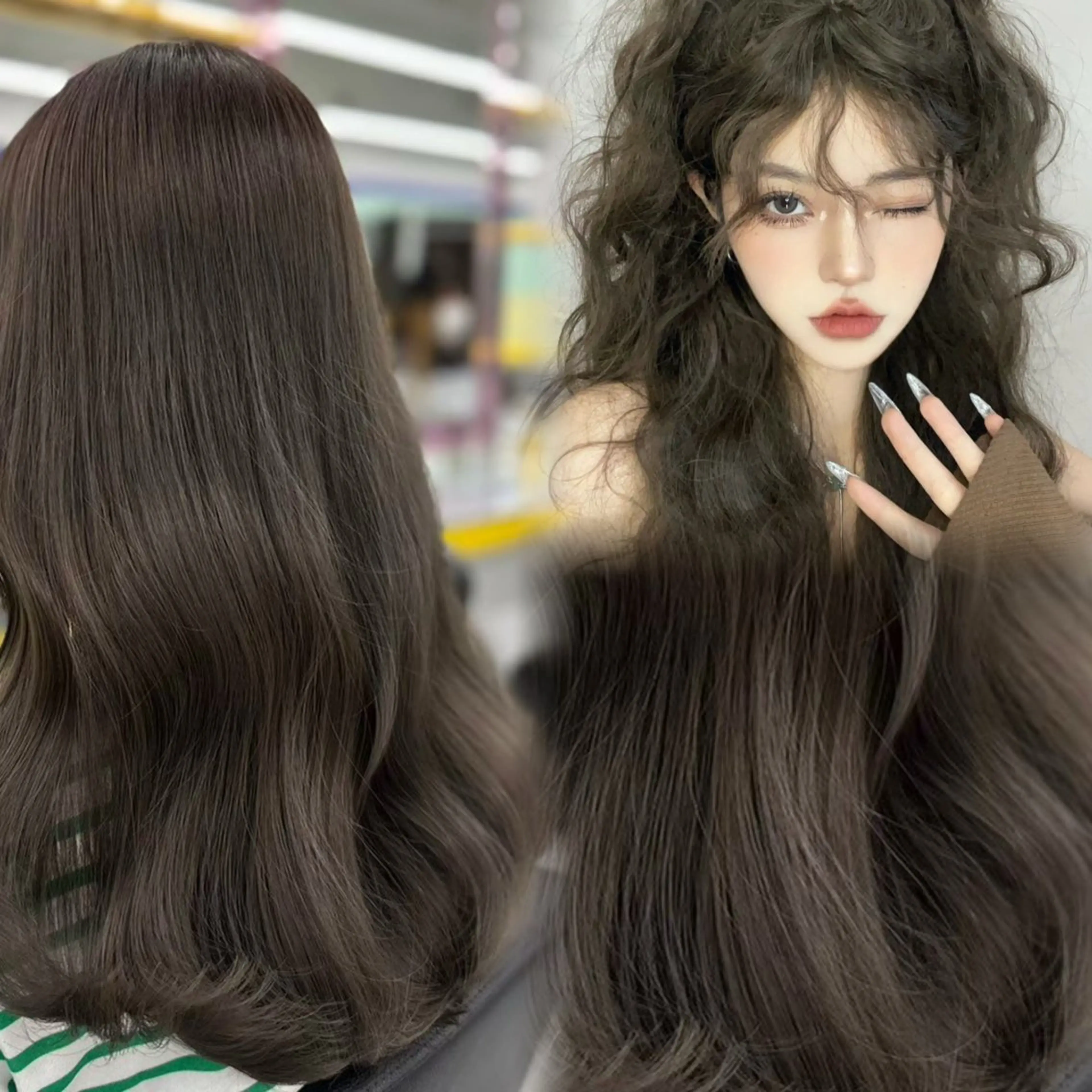 セミロング カラー ヘアアレンジ ヘアカラー トリートメント ヘアセット 💎韓国/ レイヤー カット/ 暖色🫧のヘアスタイル