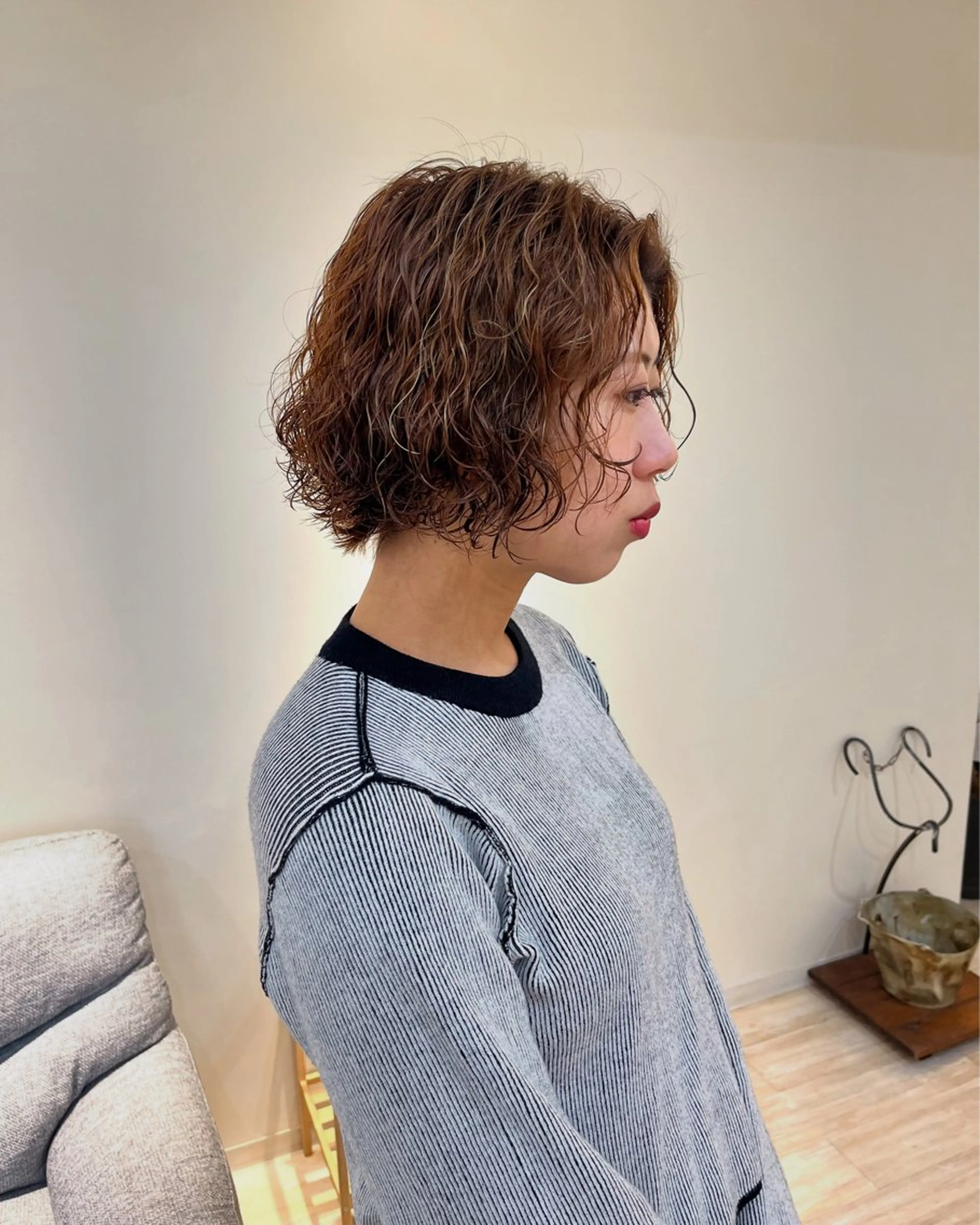 ショート パーマ つぼみ/パーマ ／レイヤー／ボブのヘアスタイル