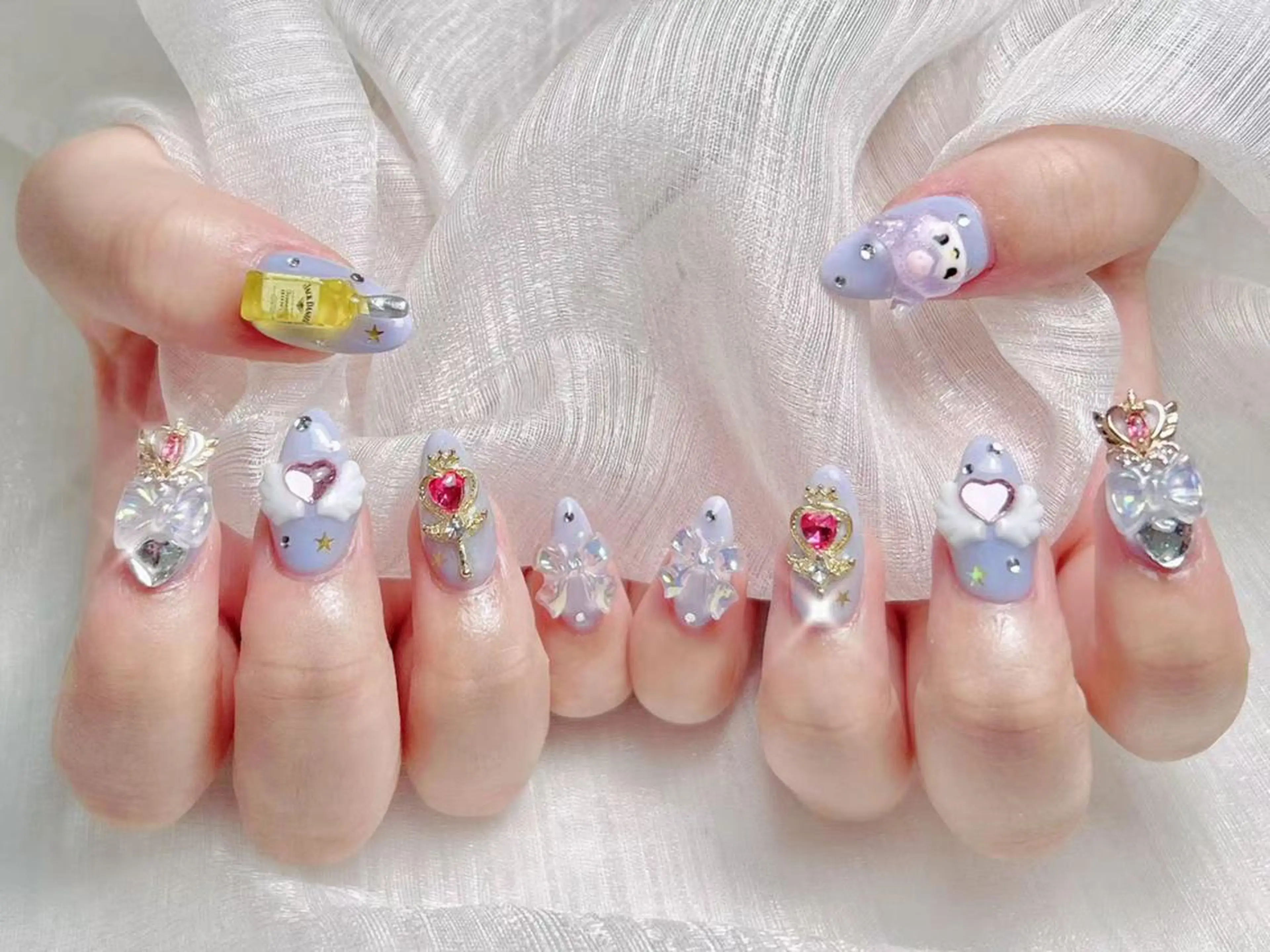 ネイル アートネイル オーロラネイル チークネイル 成人式 長さ出し ナユキNA.YUKI 渋谷店のネイルデザイン