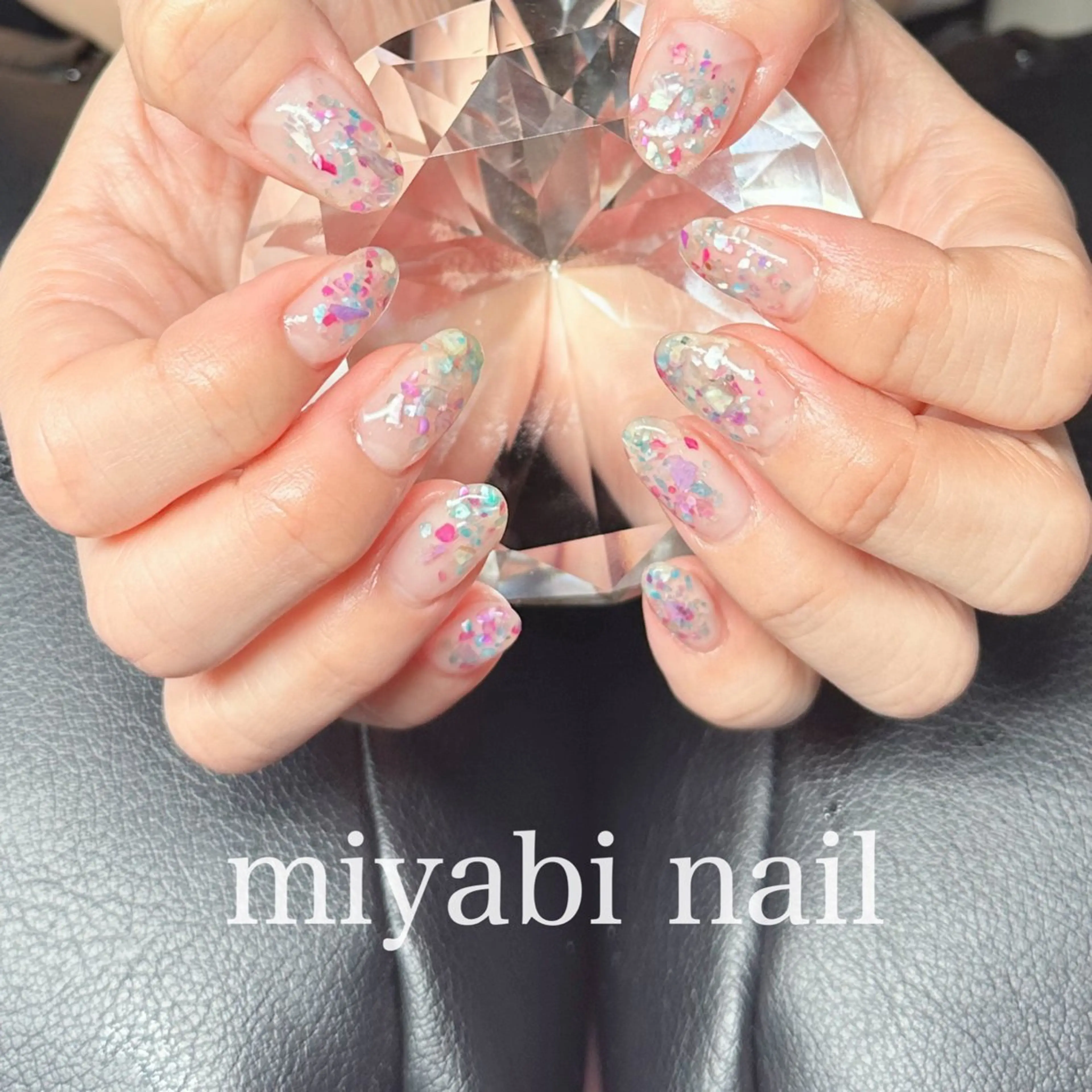 ネイル クリアネイル ジェルネイル 持ち込み 春ネイル ハンドネイル miyabi nail 桂川駅近くのネイルデザイン