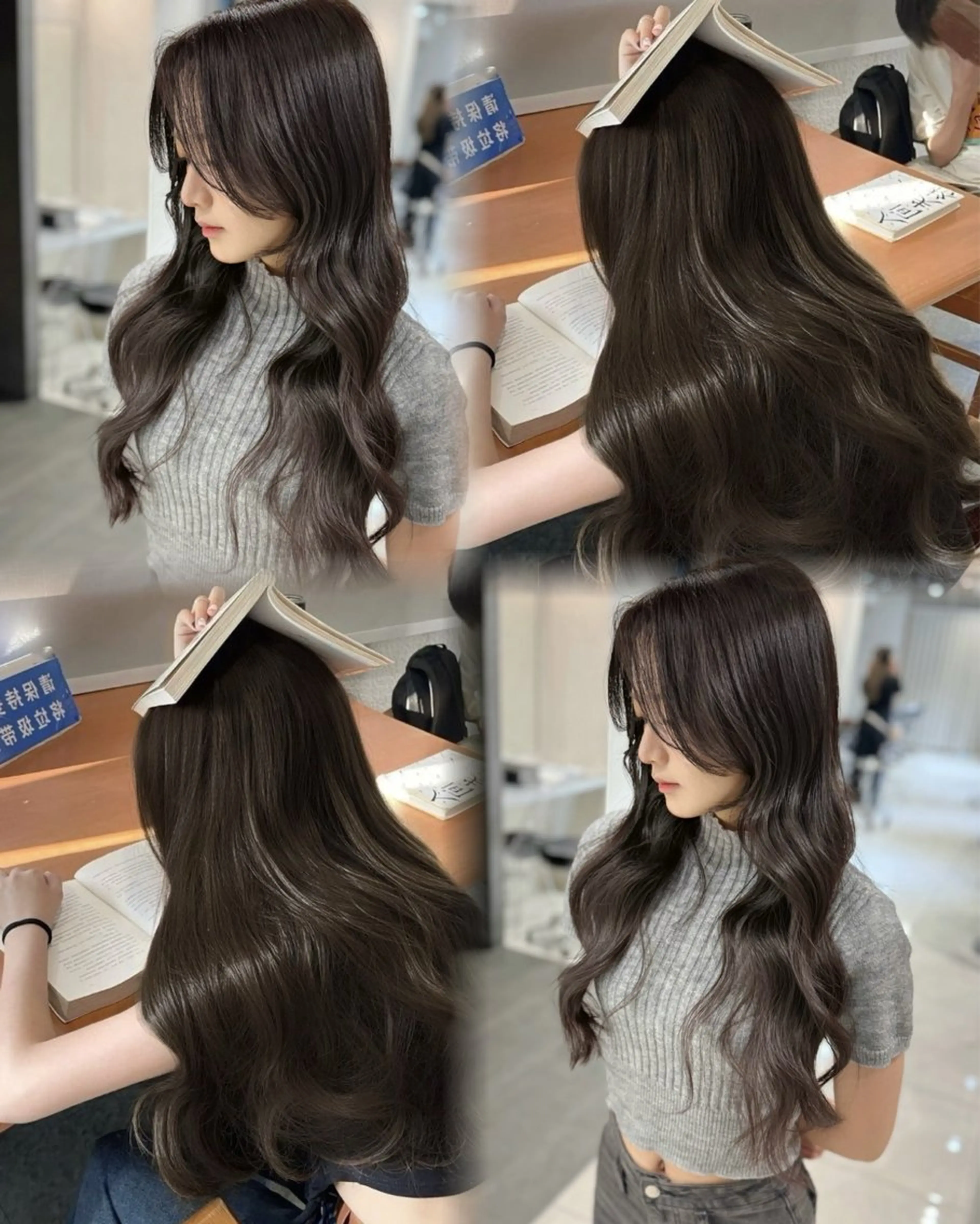 ロング カラー カット ヘアカラー トリートメント 韓国風ハッシュカット 似合わせレイヤー池袋のヘアスタイル