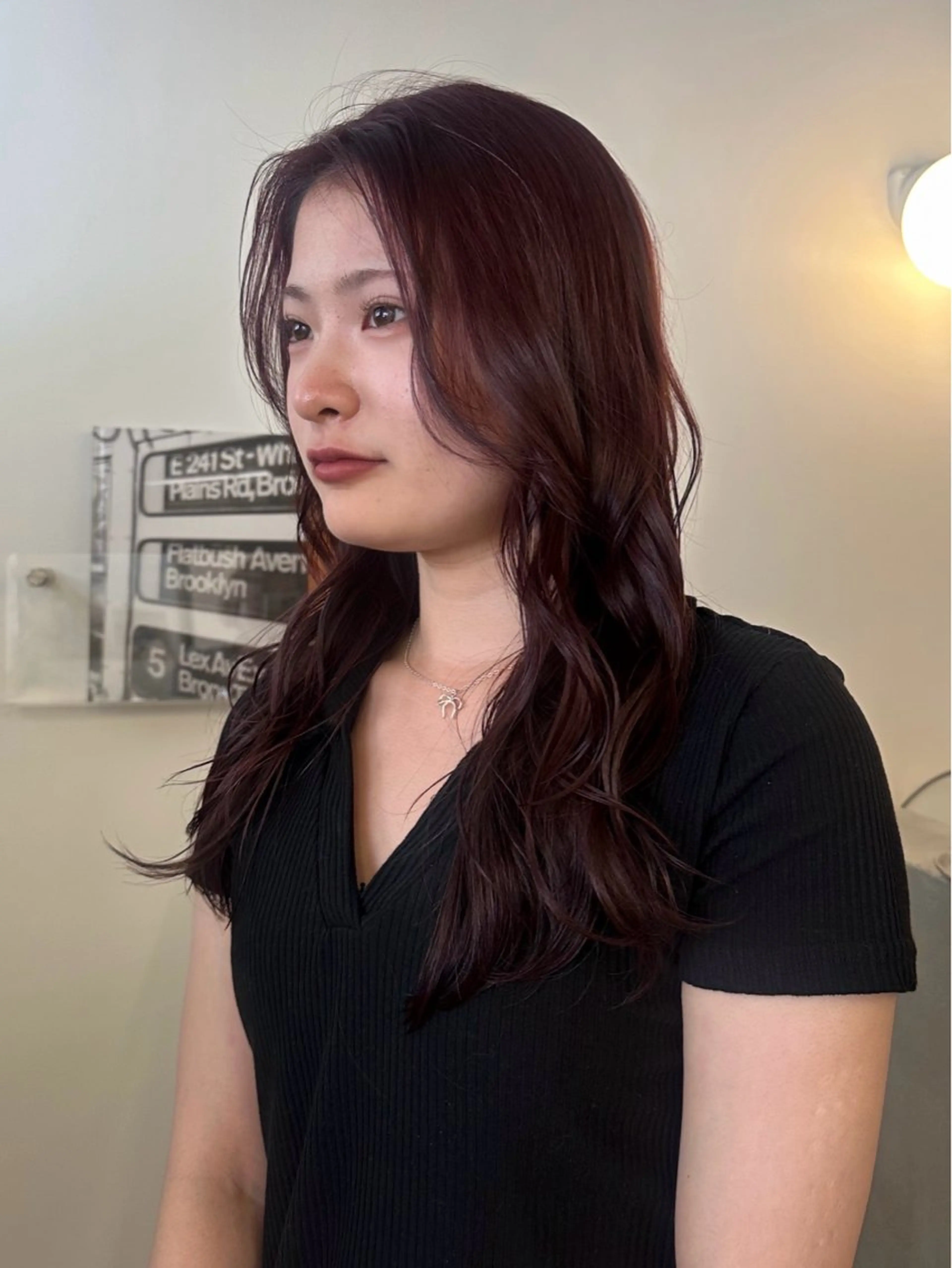 ロング カラー ブリーチ ボルドーカラー ダブルカラー ブリーチなしカラー ヘアカラー tonari所属・透明感カラー/中崎町 fukaのヘアスタイル