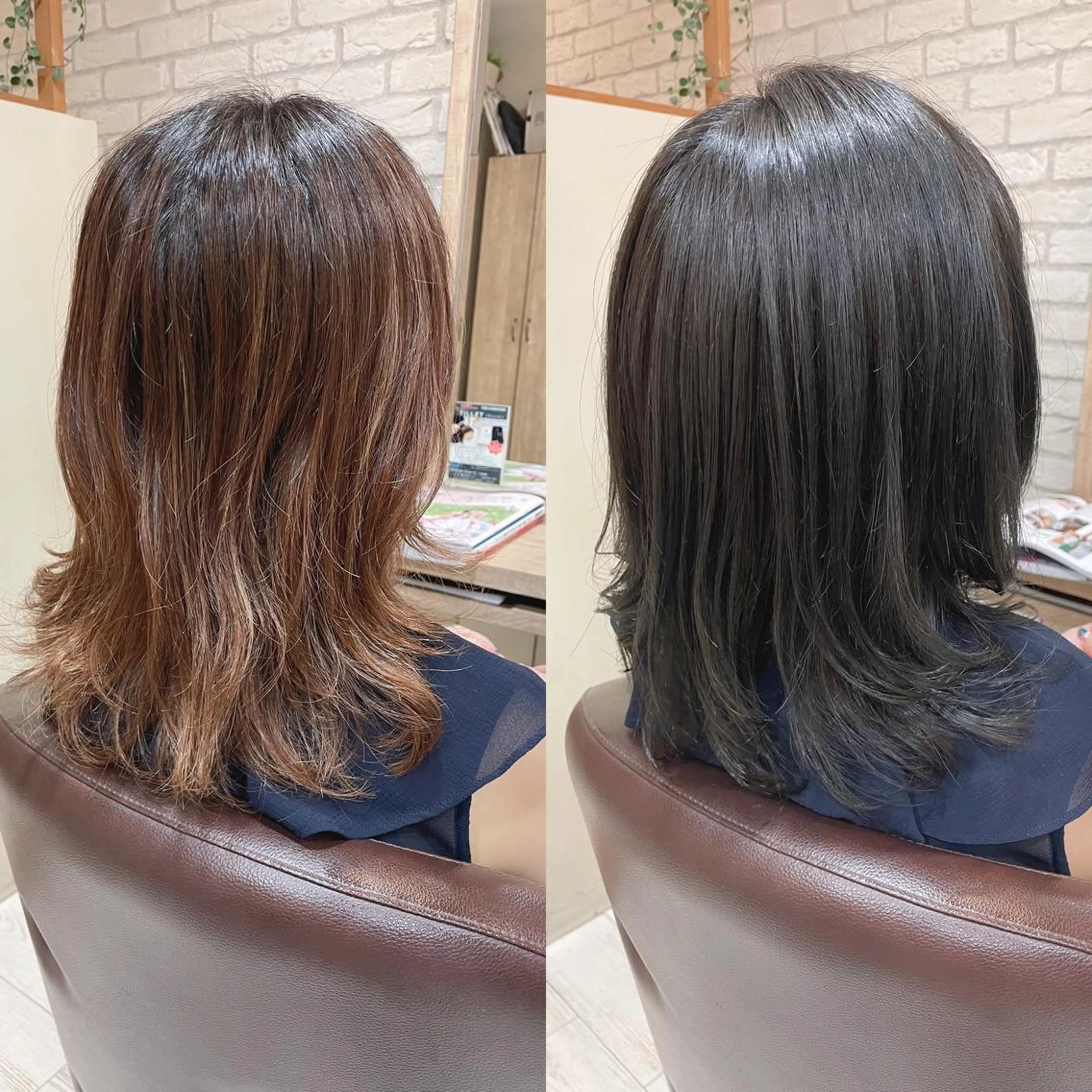 ミディアム カラー ブルーカラー ブルージュ ハイライトカラー ハイライト カット ヘアカラー トリートメント 清水 有実子のヘアスタイル