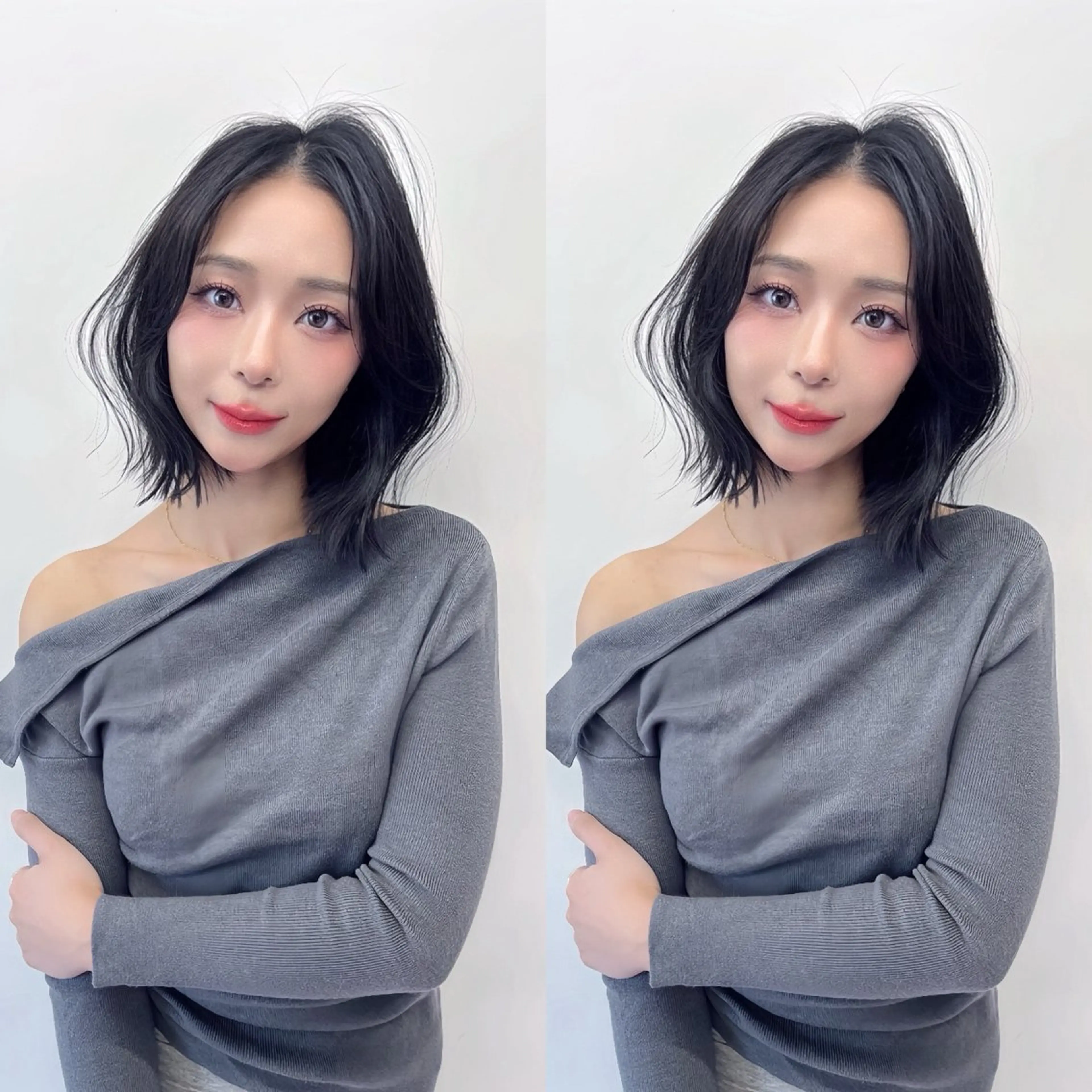 ミディアム カラー カット ヘアカラー トリートメント レイヤー/髪質改善 /透け感カラー/艶髪のヘアスタイル