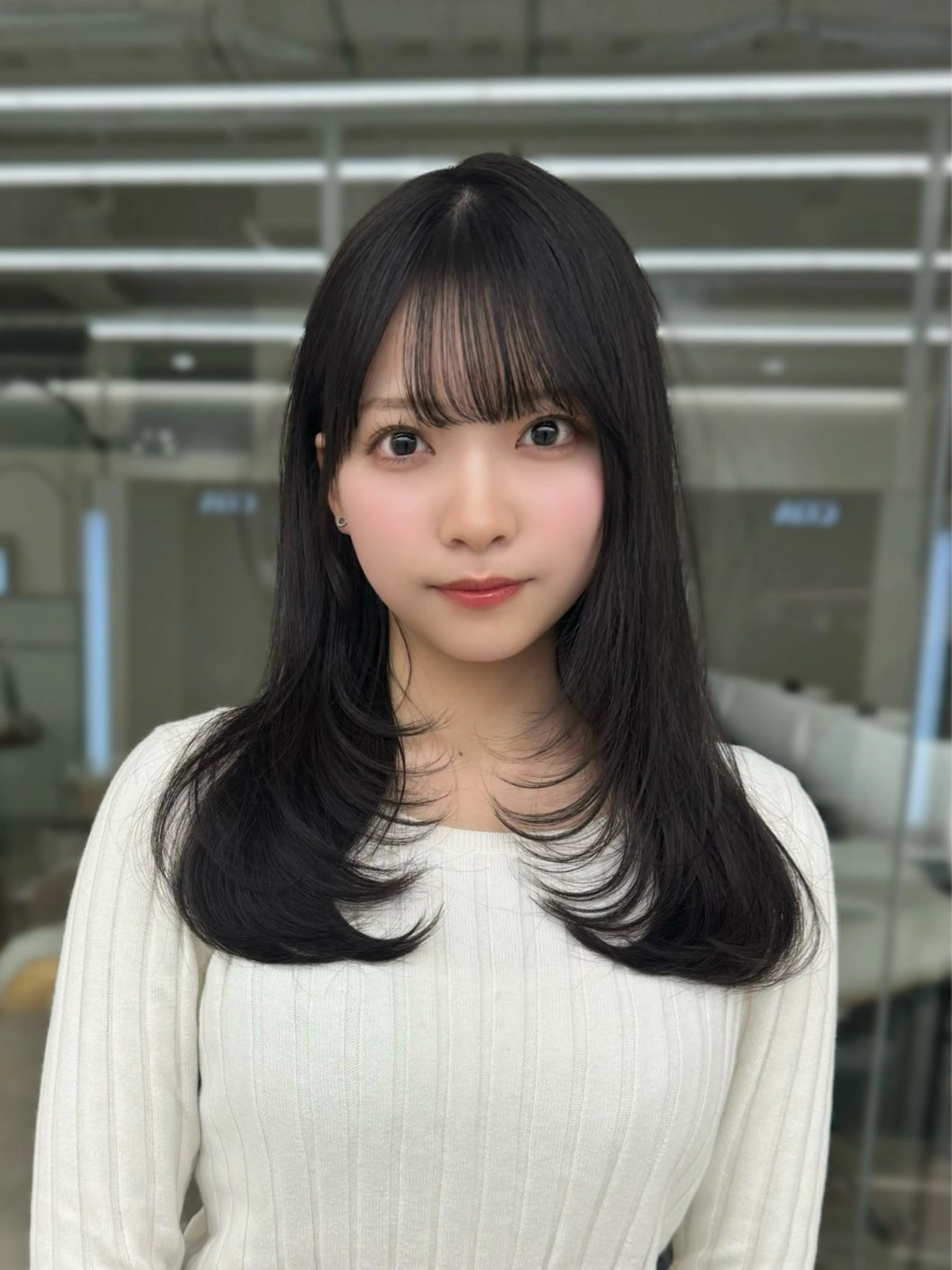 セミロング カラー カット ヘアカラー トリートメント COA GINZA 空也/前髪/顔まわりのヘアスタイル