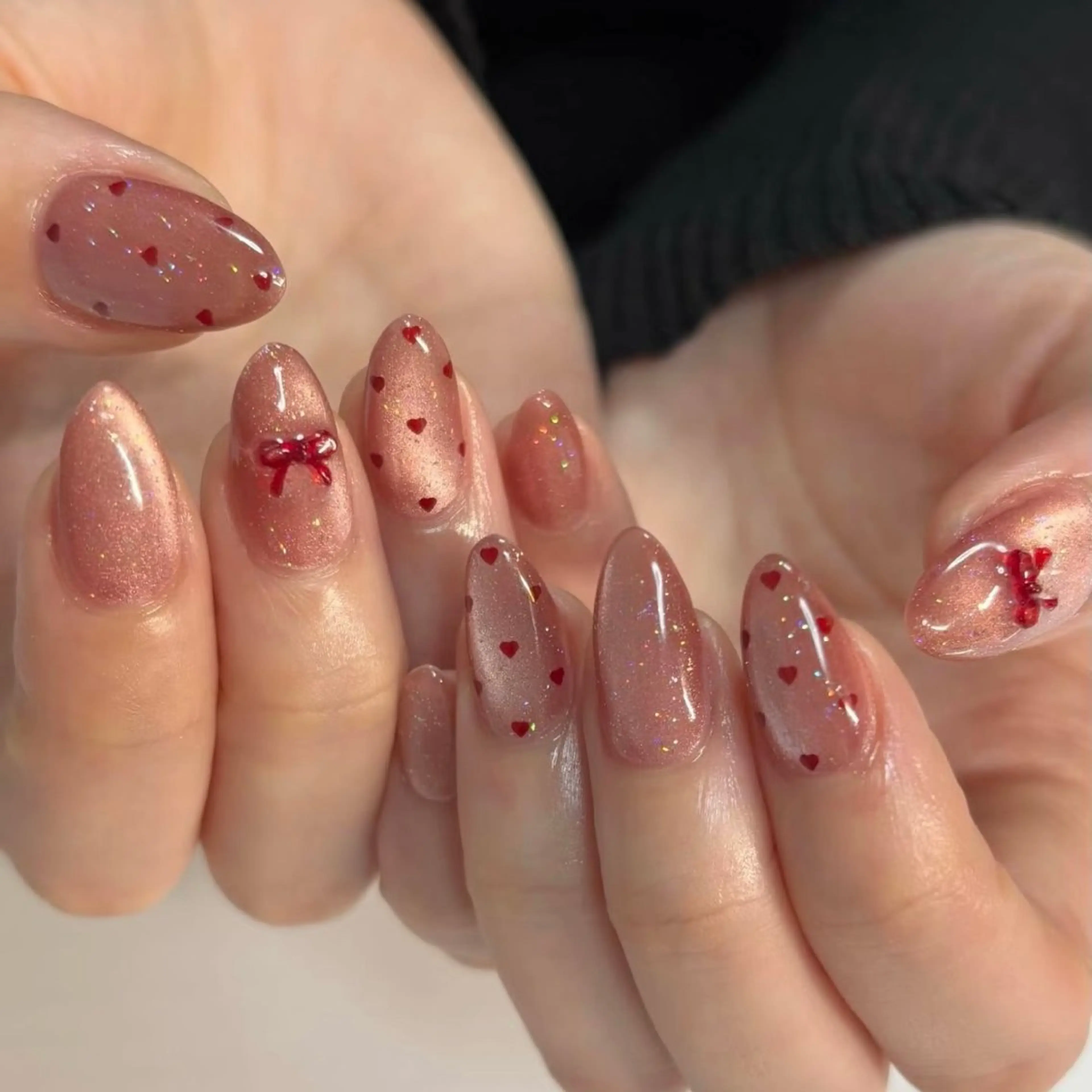 ネイル ハート 韓国ネイル マグネットネイル メンズネイル 春ネイル ハンドネイル Rainbow Nailのネイルデザイン