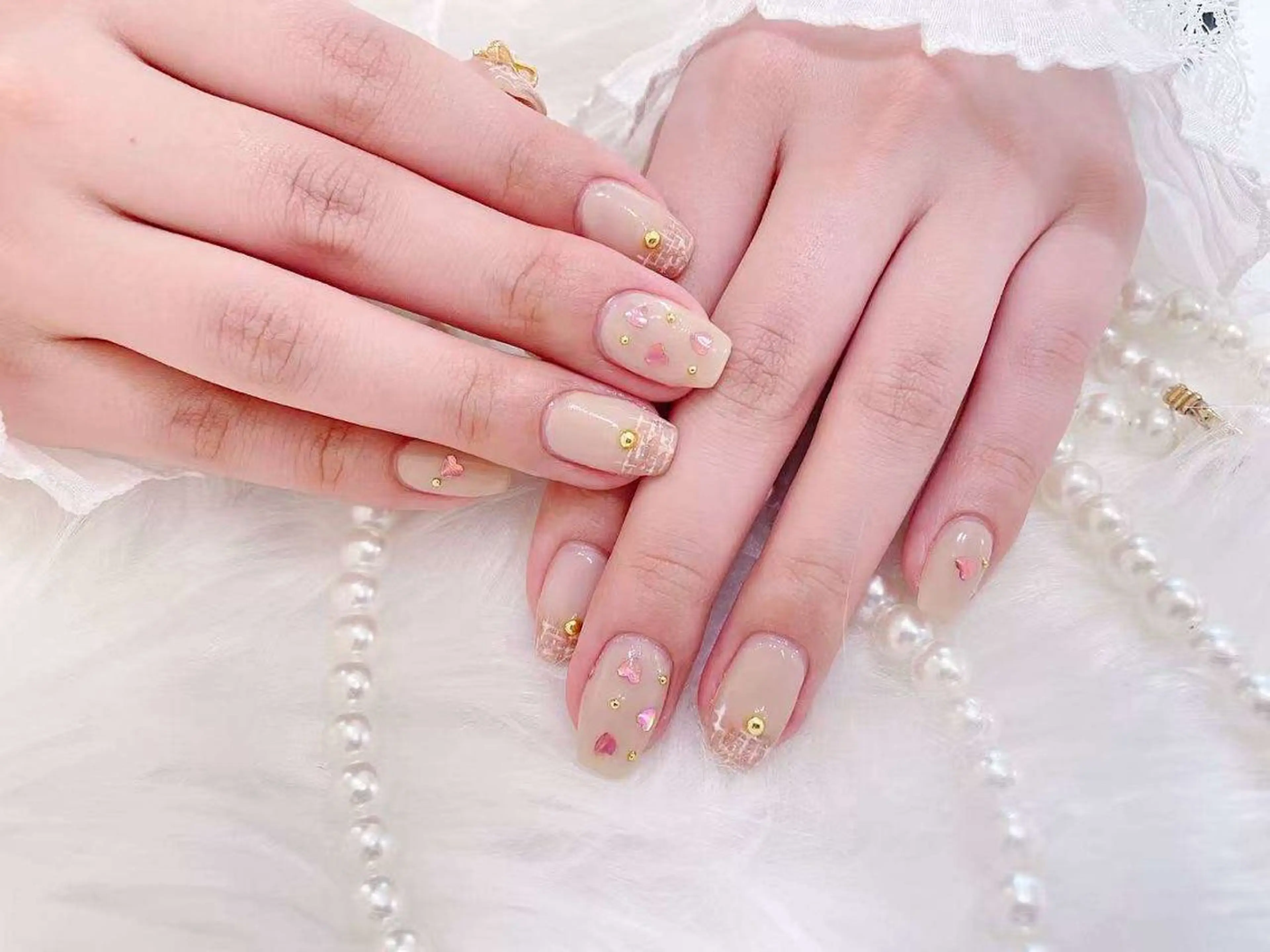 ネイル チークネイル 長さ出し フレンチネイル ガーリー 韓国ネイル SunNail池袋駅 ワンホンネイルのネイルデザイン