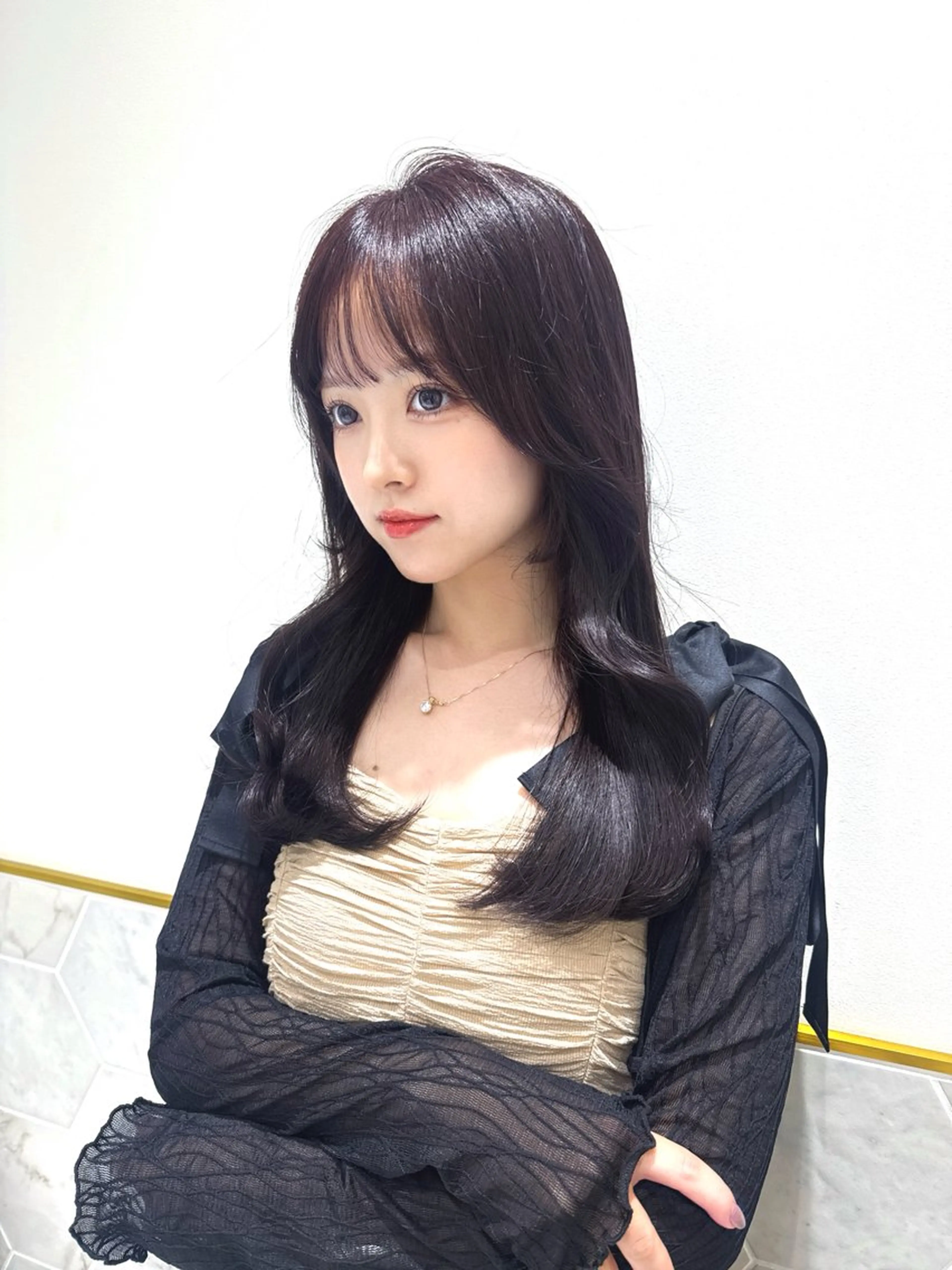 ロング カラー ラベンダーカラー ヘアカラー costes 今井芽依のヘアスタイル