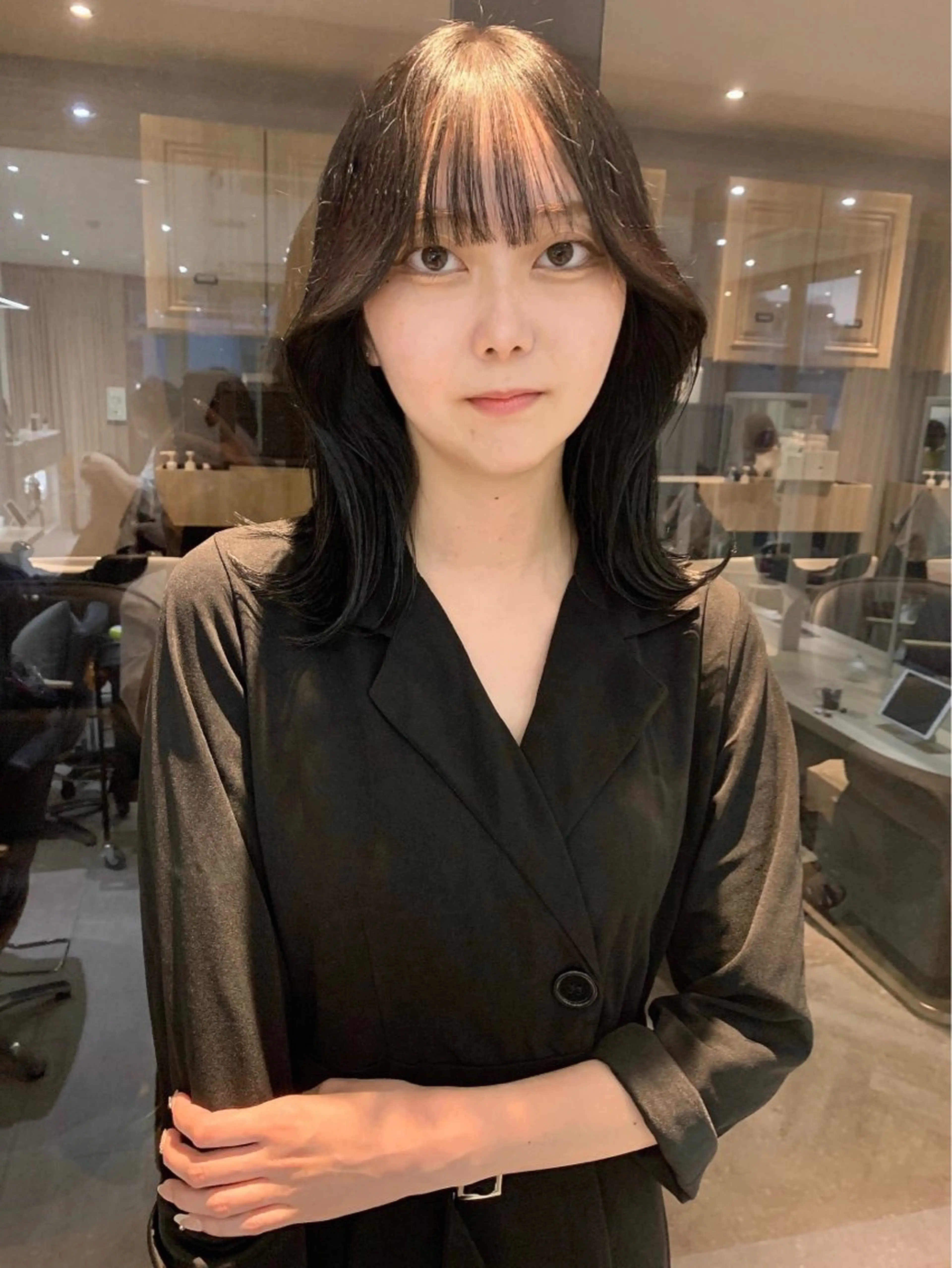 ミディアム カラー 韓国ヘア🇰🇷/ 顔周り/松田光里のヘアスタイル