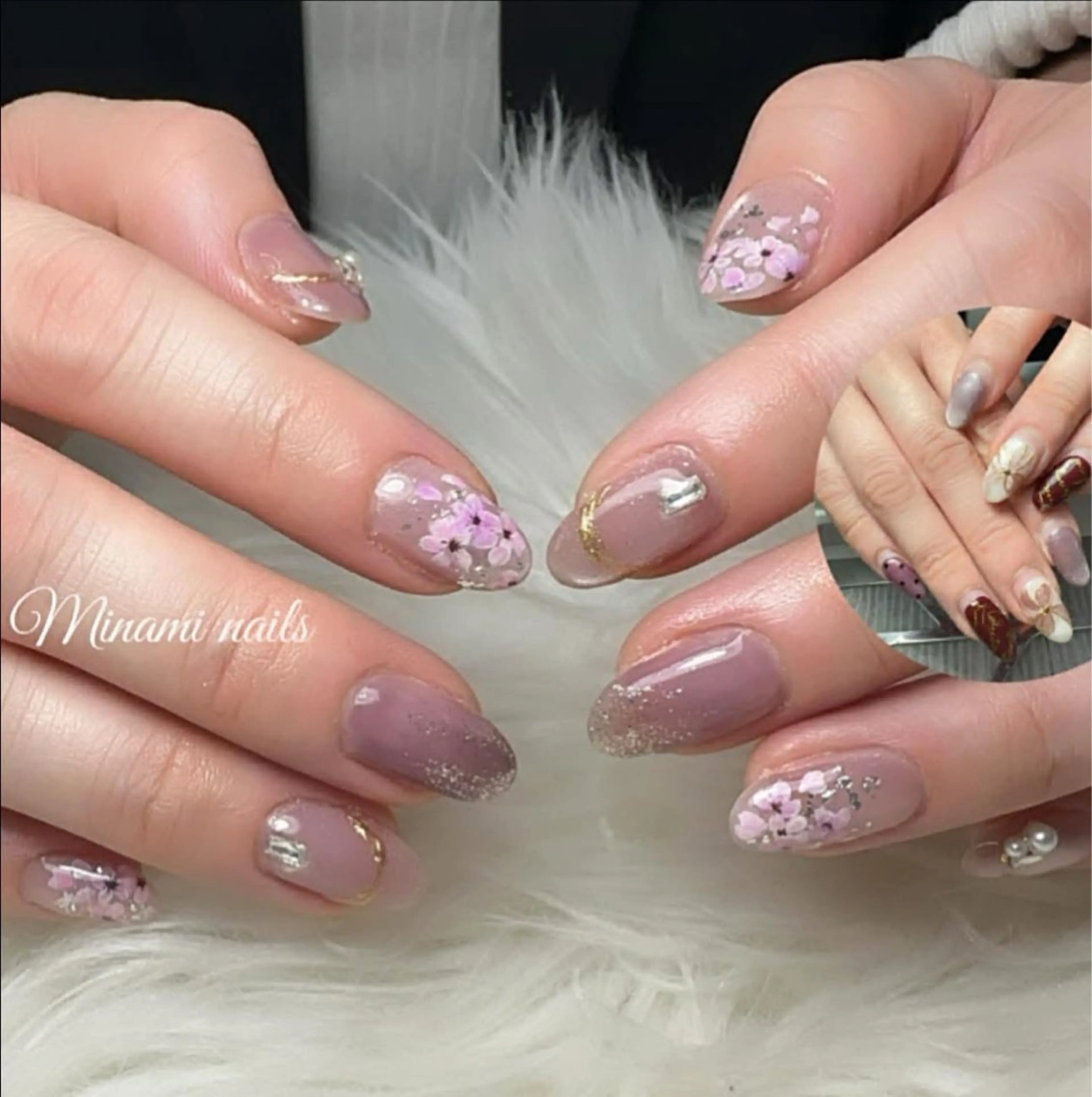 ネイル アートネイル オーロラネイル ガーリー キラキラネイル 韓国ネイル Minami Nailsのネイルデザイン