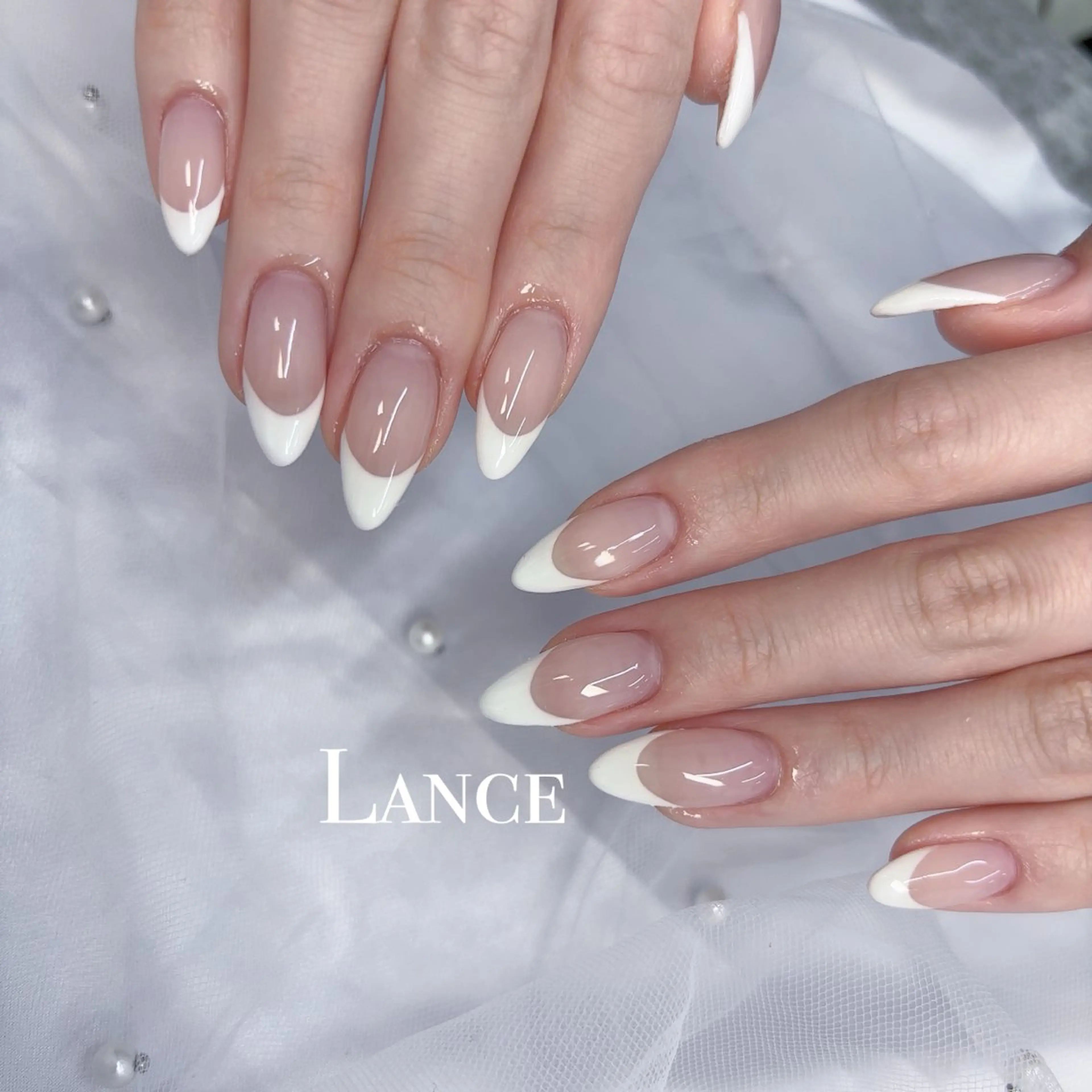 ネイル オーロラネイル フットネイル フレンチネイル ガラスフレンチ 氷ネイル・うるうるネイル ハンドネイル Lance nailのネイルデザイン