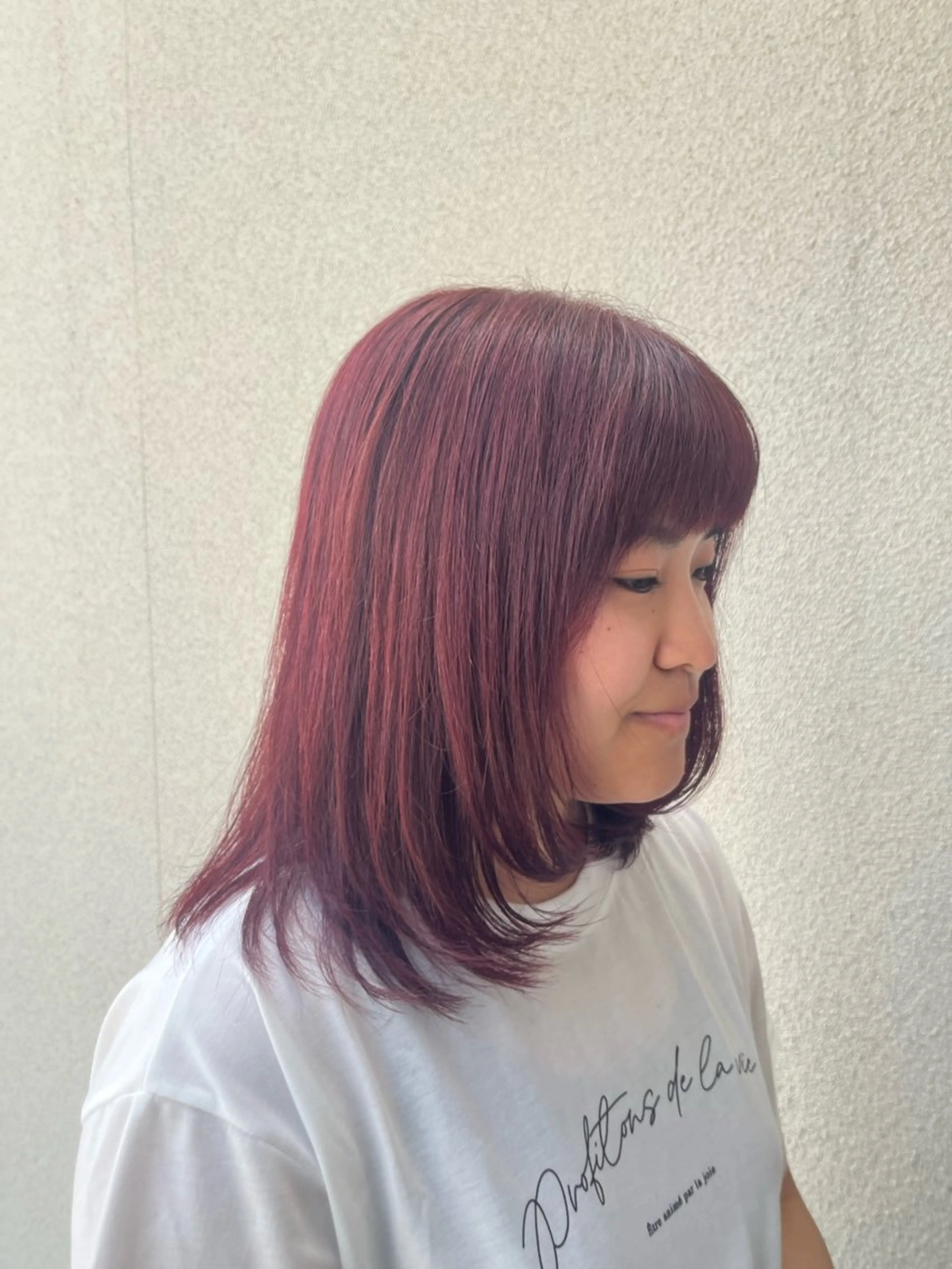 ミディアム カラー 顔周りカット レイヤーカット Jamme /齋藤 若菜のヘアスタイル