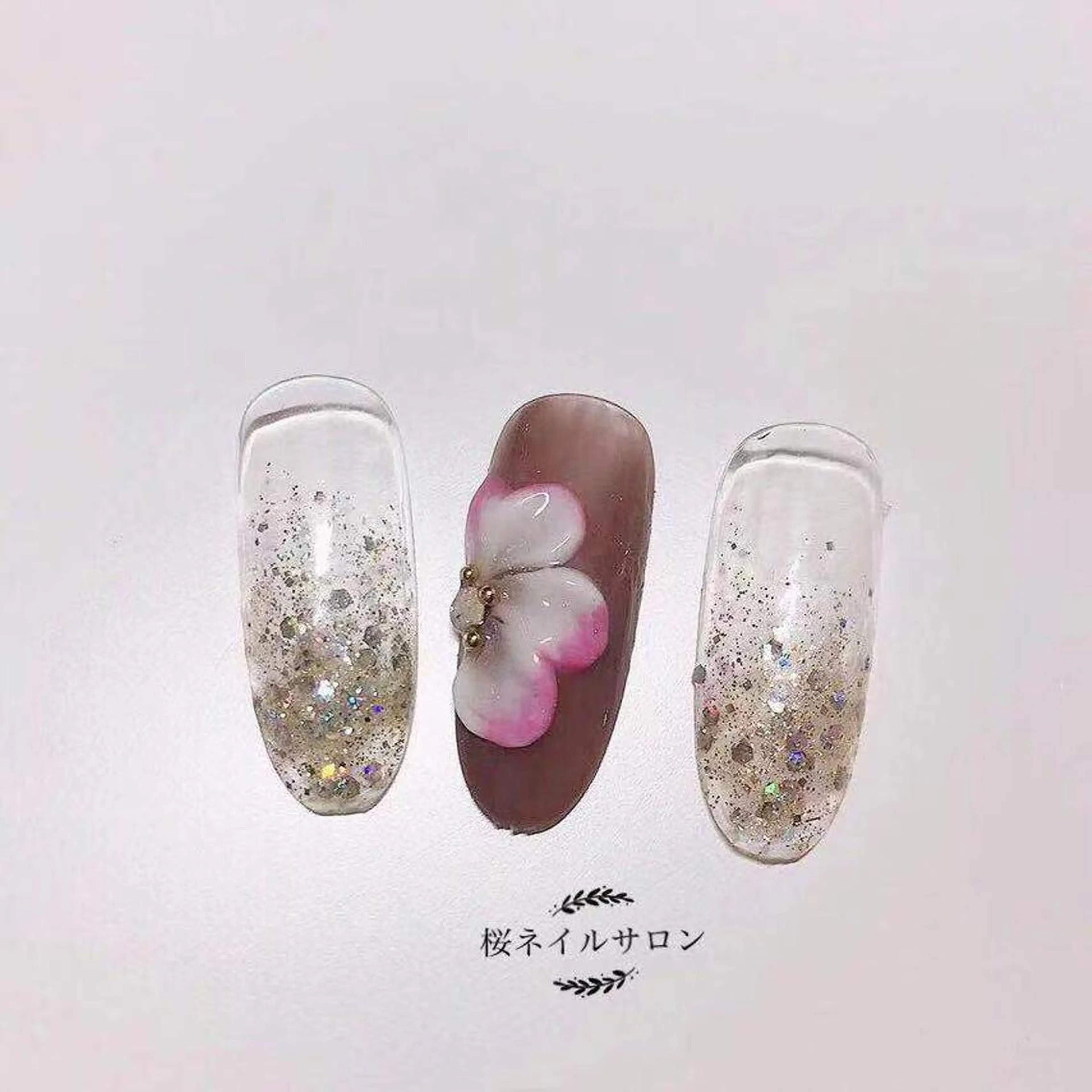 ネイル フラワーネイル MoonNail ユリ🌸のネイルデザイン