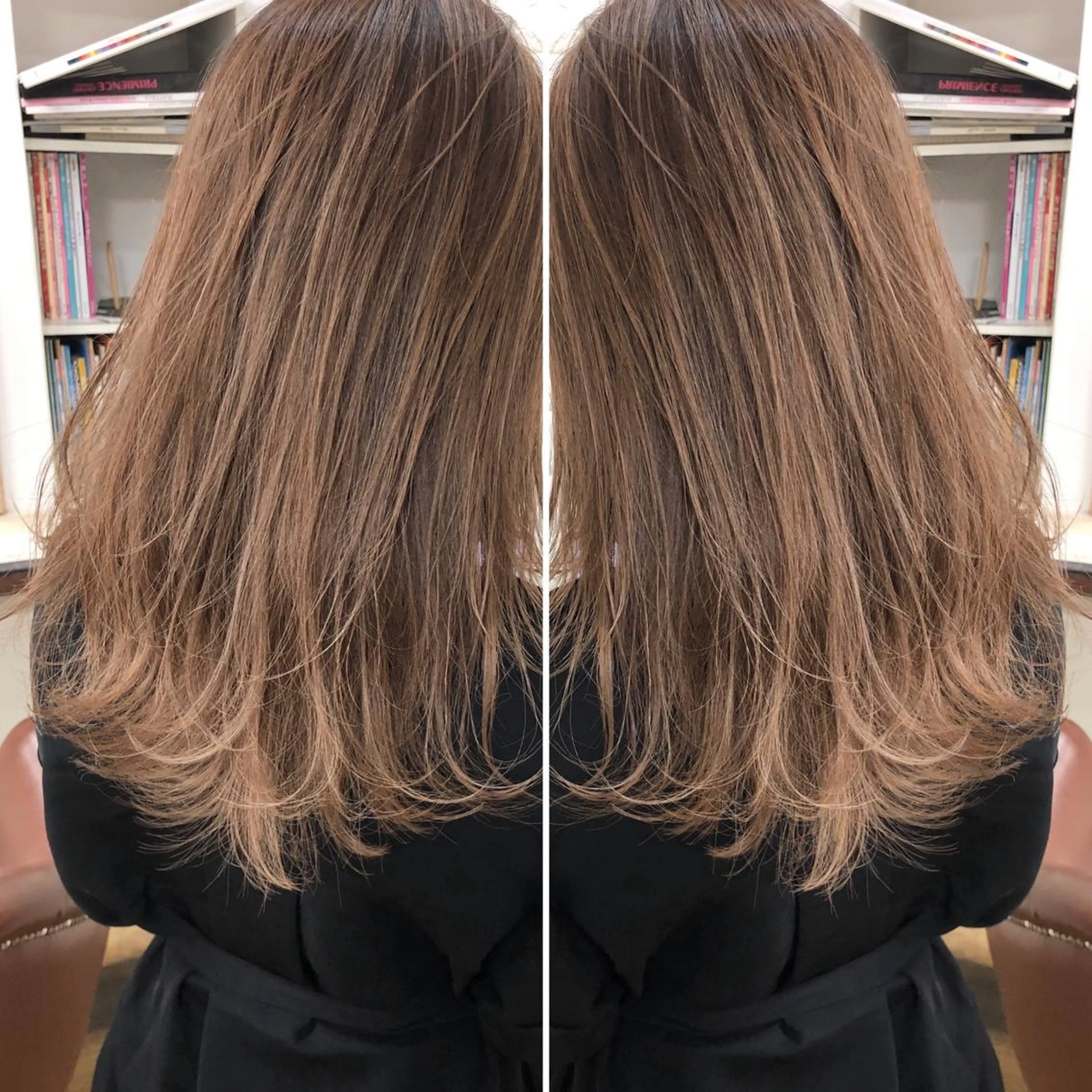 セミロング カラー ベージュカラー ブリーチ ケアブリーチ ハイライトカラー ハイライト ヘアカラー トリートメント famille所属・famille ファミーユのヘアスタイル