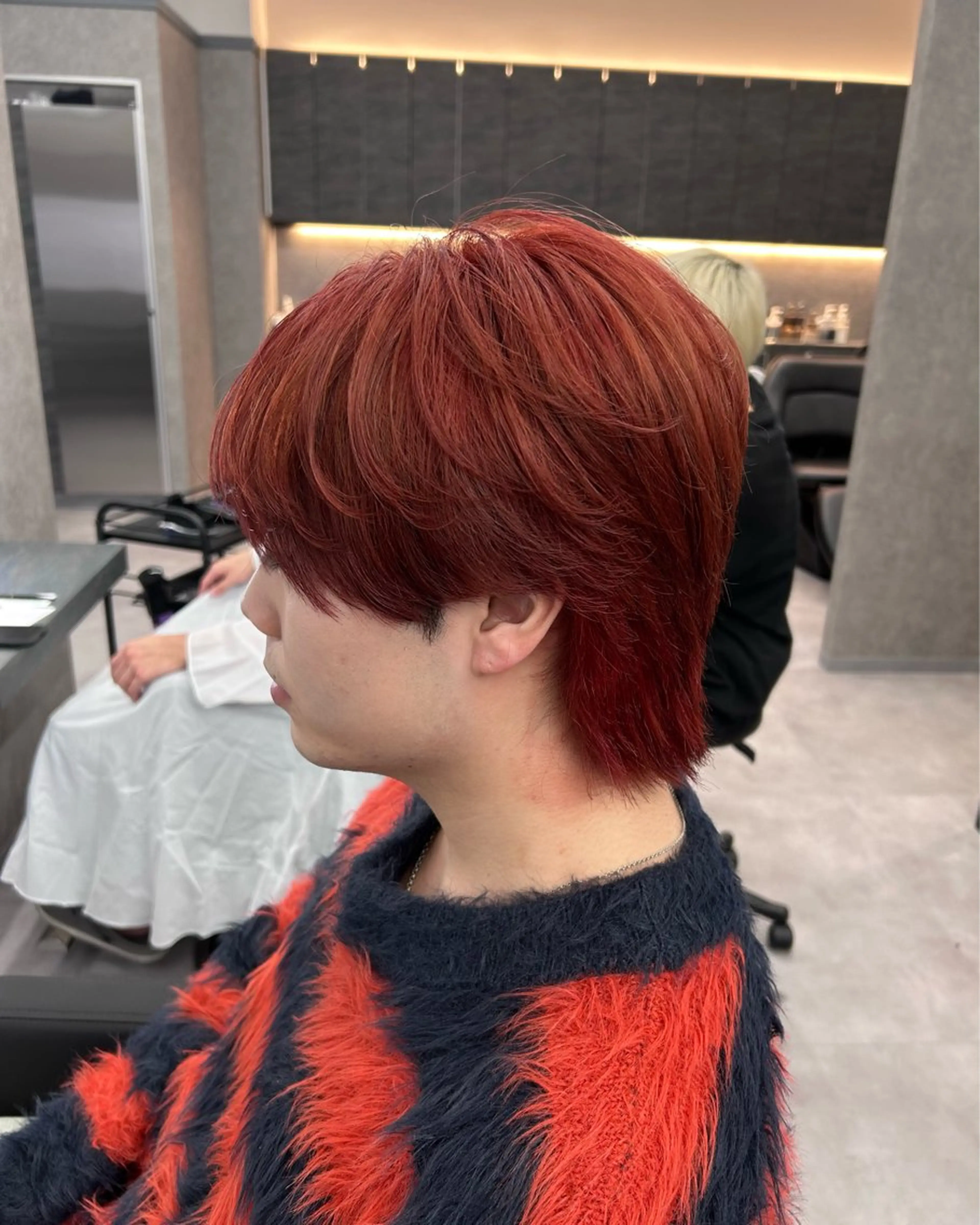 ショート カラー パーマ メンズ ブラウンカラー レッドカラー レッドブラウン カット ヘアカラー メンズ特化 👑YUTAのヘアスタイル