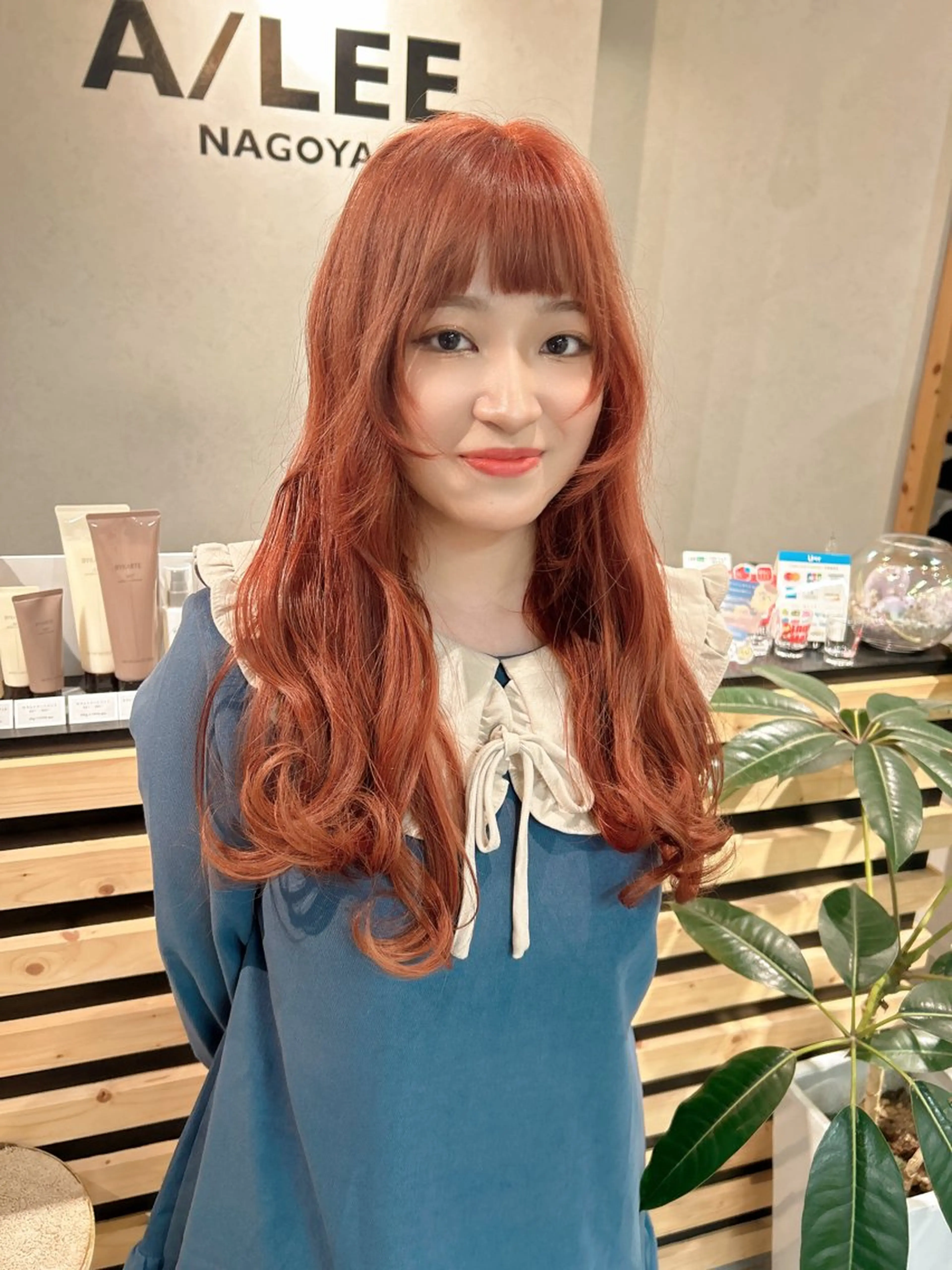 ミディアム カラー ブラウンカラー オレンジ オレンジブラウン ヘアカラー トリートメント ウルフカット レイヤーカット上柿のヘアスタイル