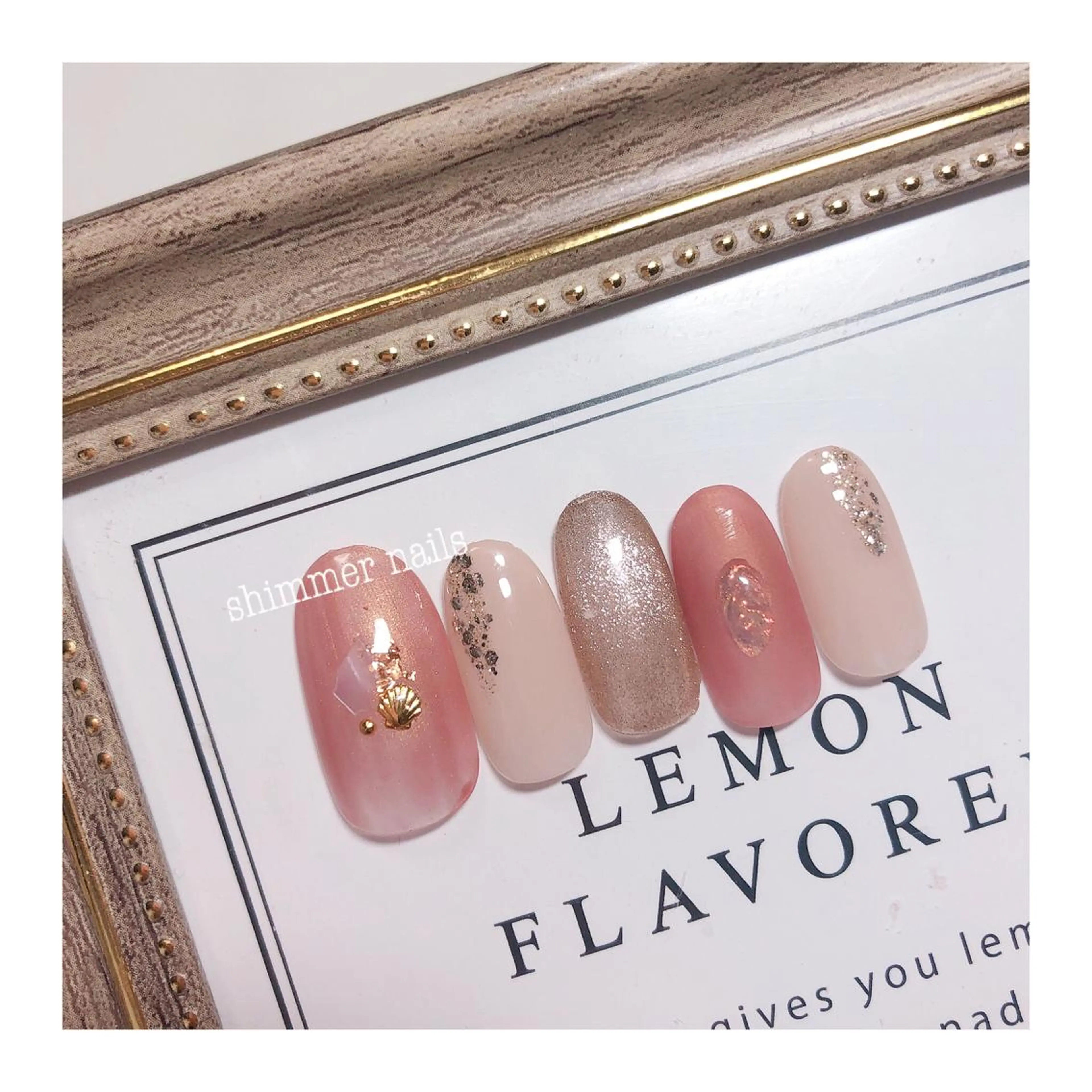 ネイル ブラウン オレンジ shimmer nailsのネイルデザイン