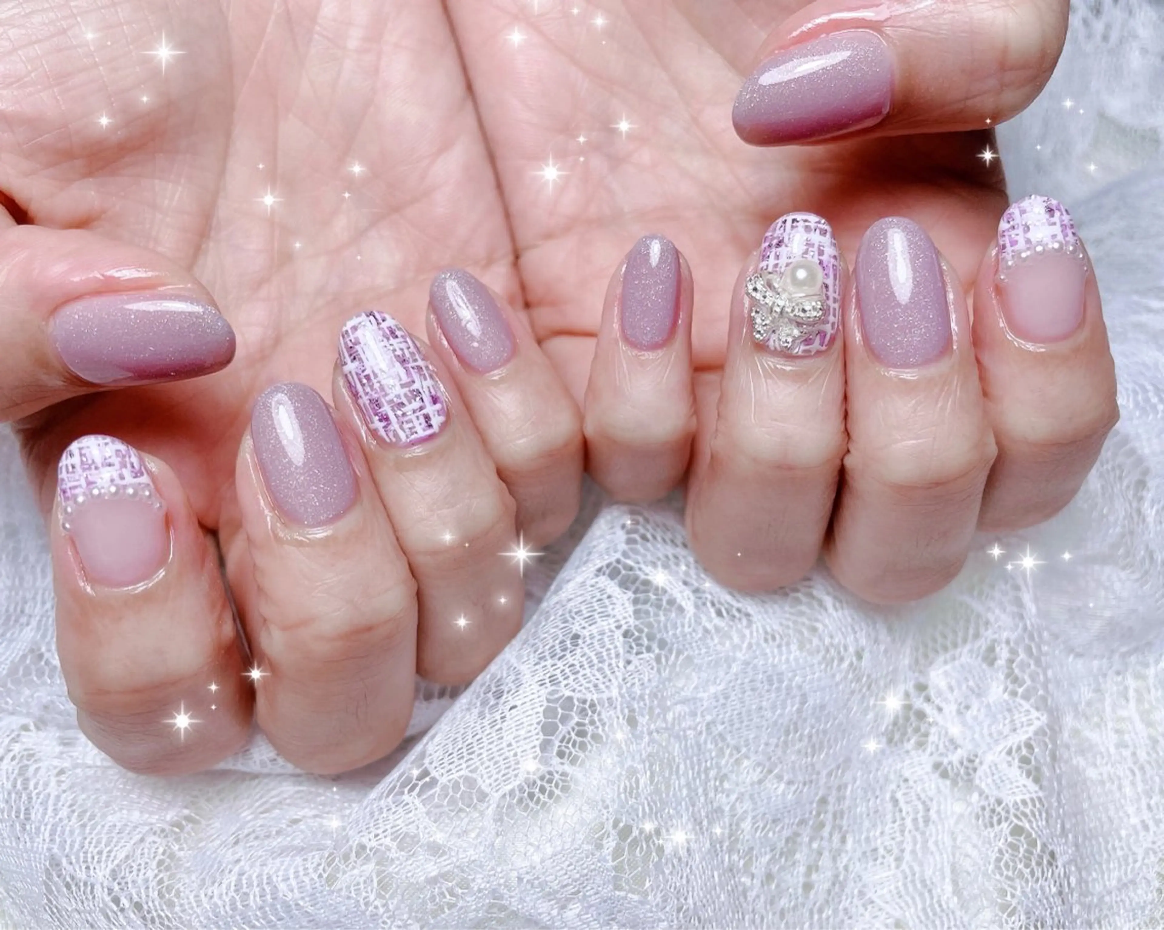 ネイル アートネイル ツイードネイル ハンドネイル FLARE NAIL フレアネイルのネイルデザイン