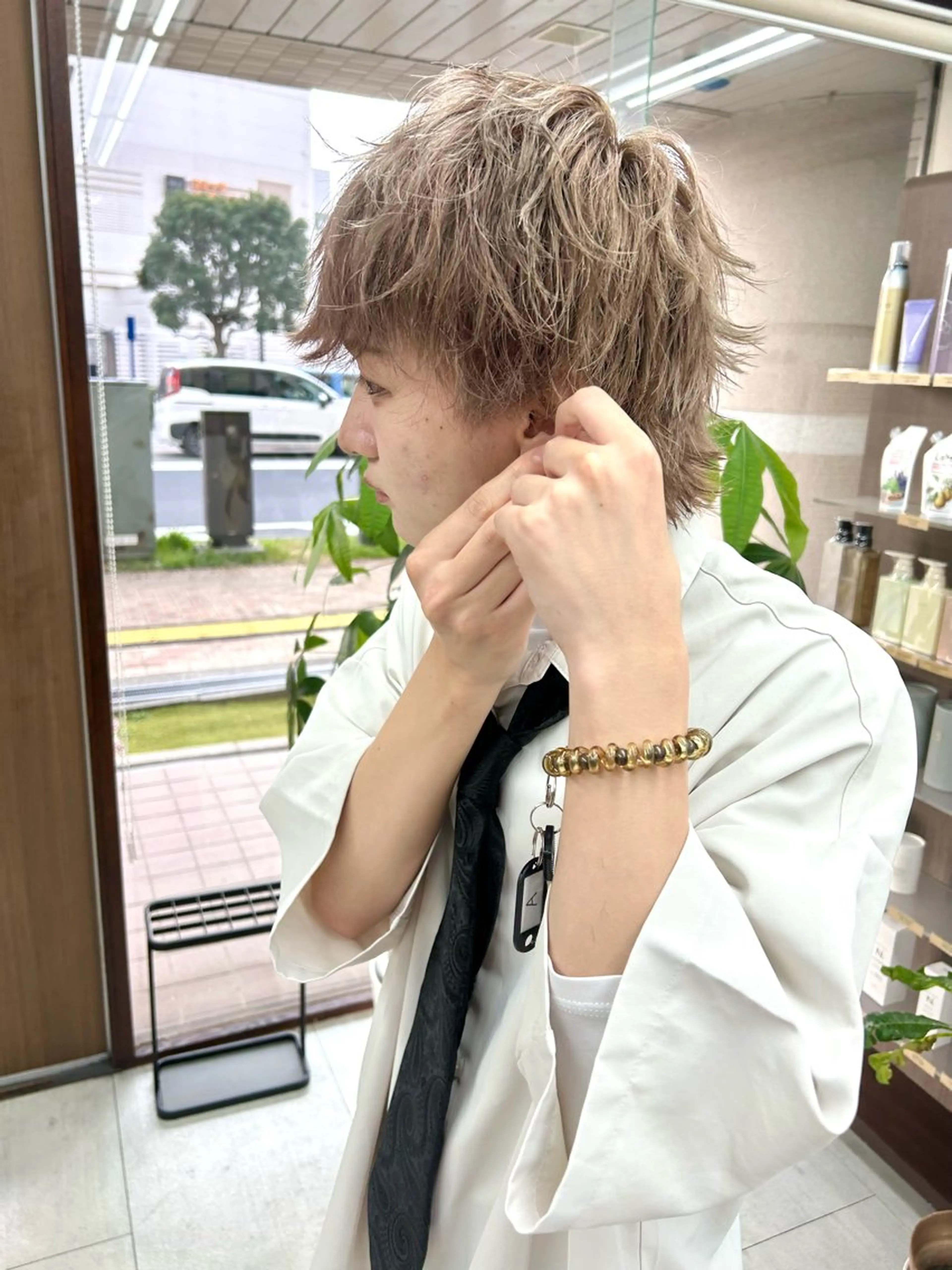 ショート カラー メンズ グレージュ ヘアカラー メンズパーマの達人 / タカシマダイスケのヘアスタイル