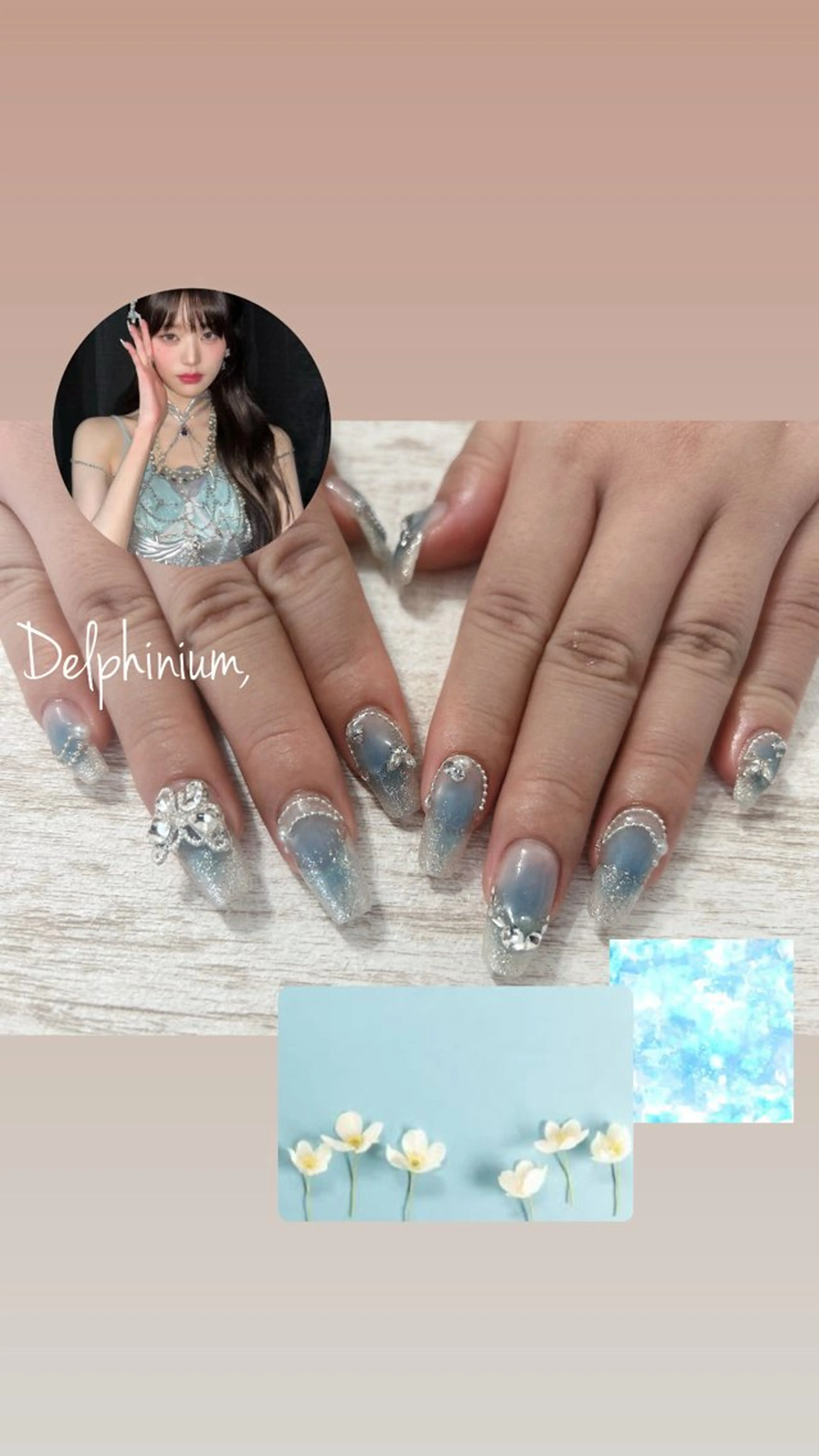 ネイル ブルー ジェルネイル パラジェル ハンドネイル 岡本 友恵のネイルデザイン