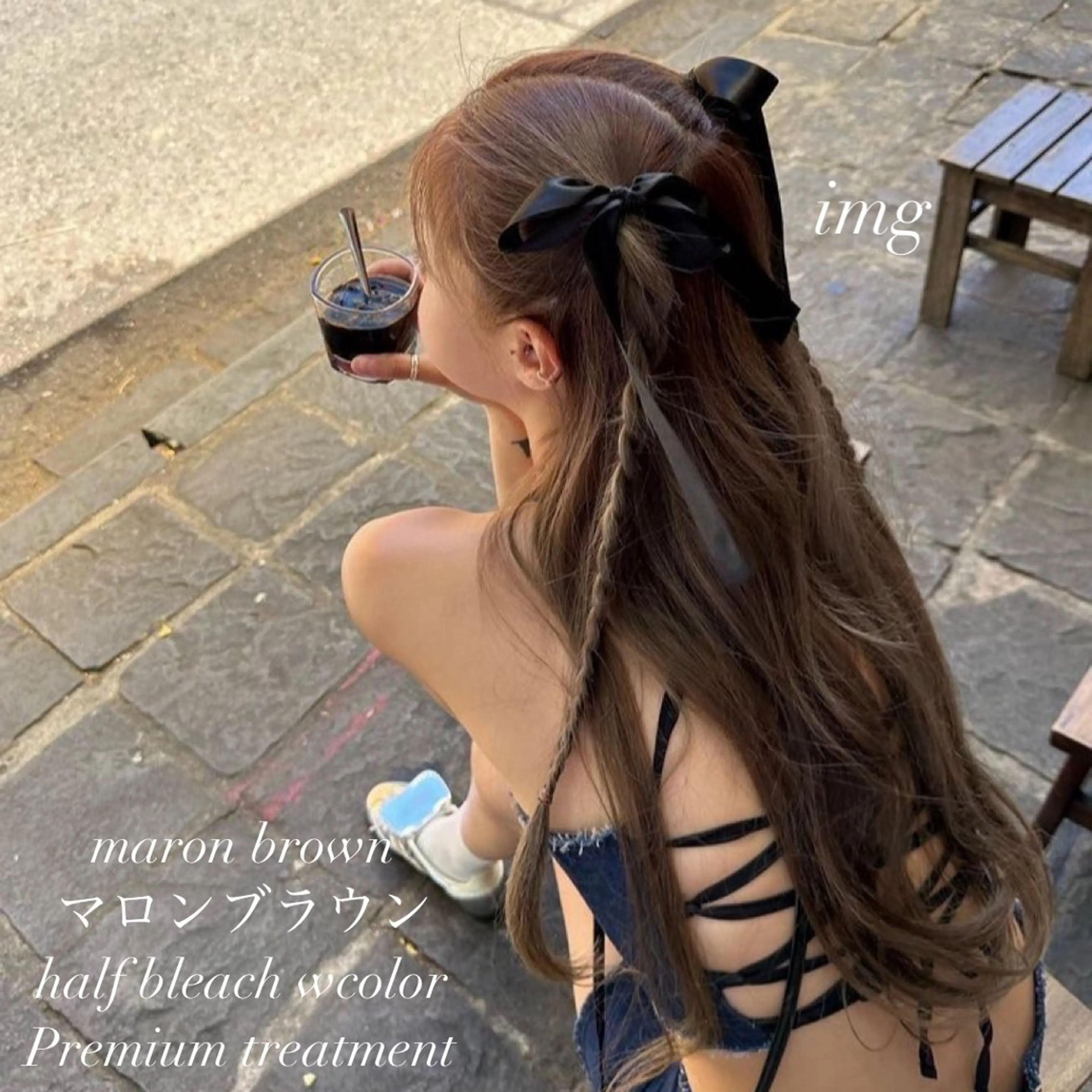 ロング カラー カット ダメージレスハイ トーン💖kanonのヘアスタイル