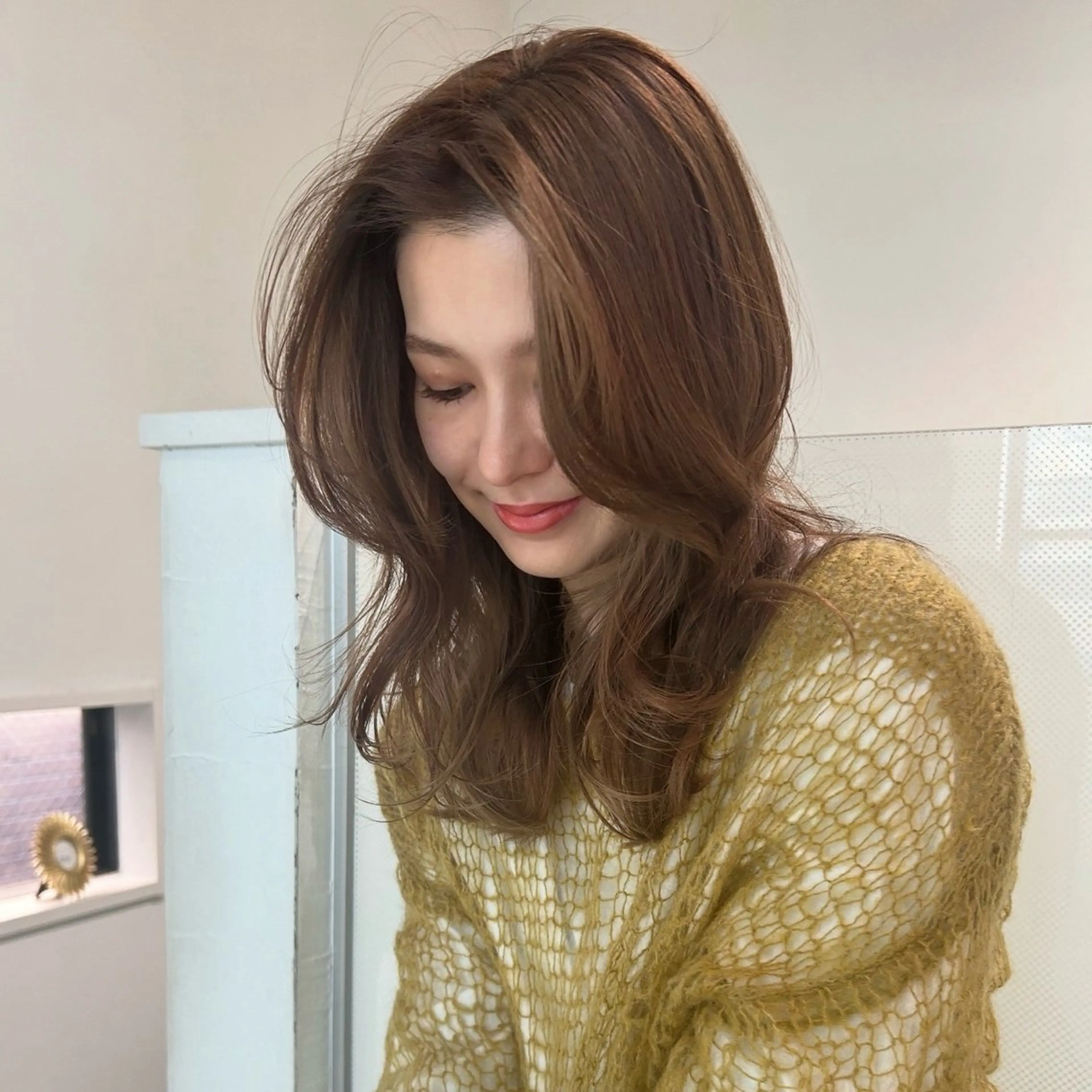 セミロング カラー パーマ カット ヘアカラー パーマ トリートメント ヘッドスパ オリーブカラー/みづ き/ボブパーマ🤍のヘアスタイル