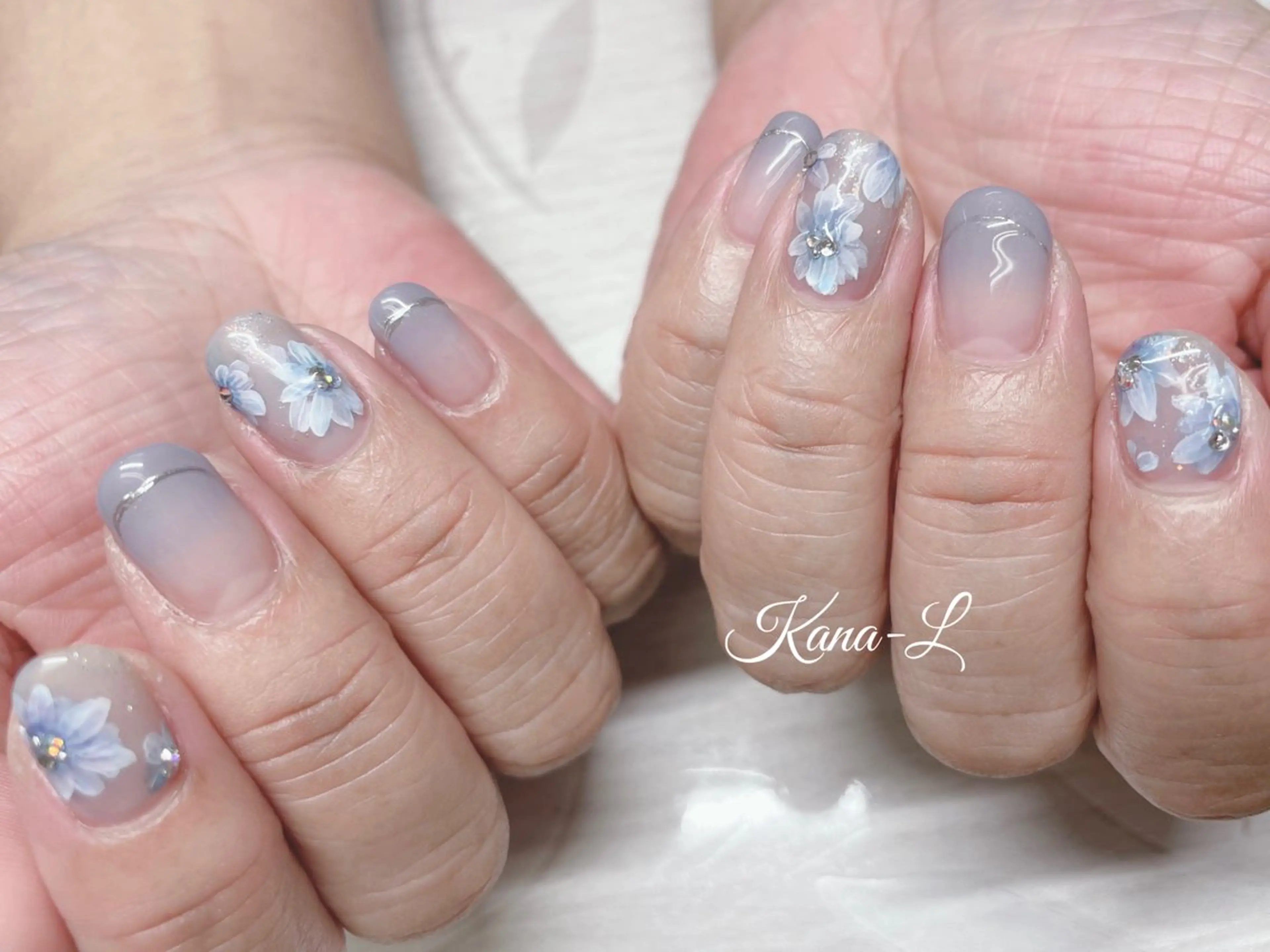 ネイル フラワーネイル ジェルネイル 韓国ネイル パラジェル ワンホンネイル 芦辺 香奈のネイルデザイン