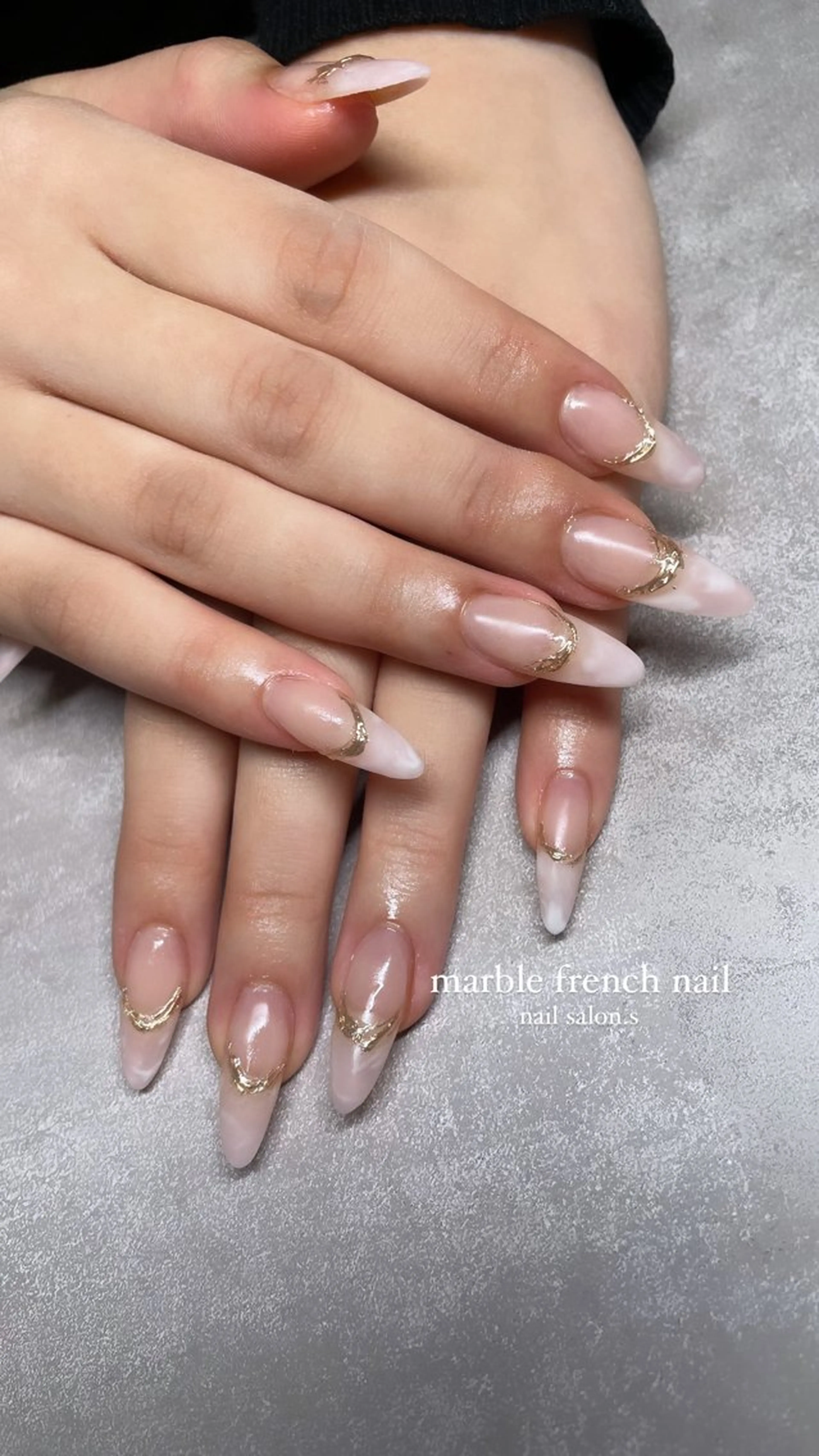 ネイル フレンチネイル ジェルネイル 大理石ネイル(マーブル) ミラーネイル スカルプネイル 関山 志乃のネイルデザイン