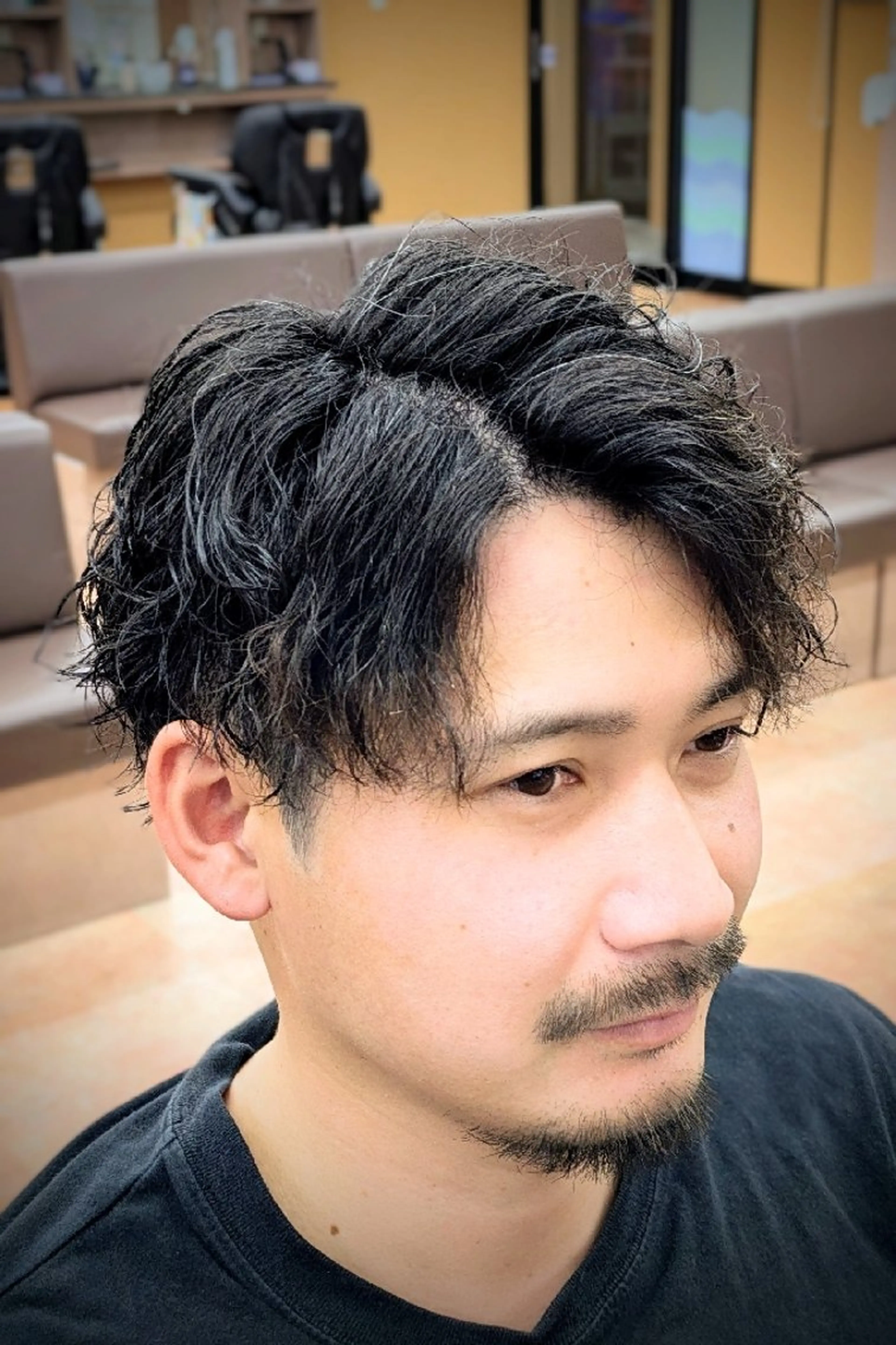 ミディアム パーマ 理容プラージュ燕三条 福井のヘアスタイル