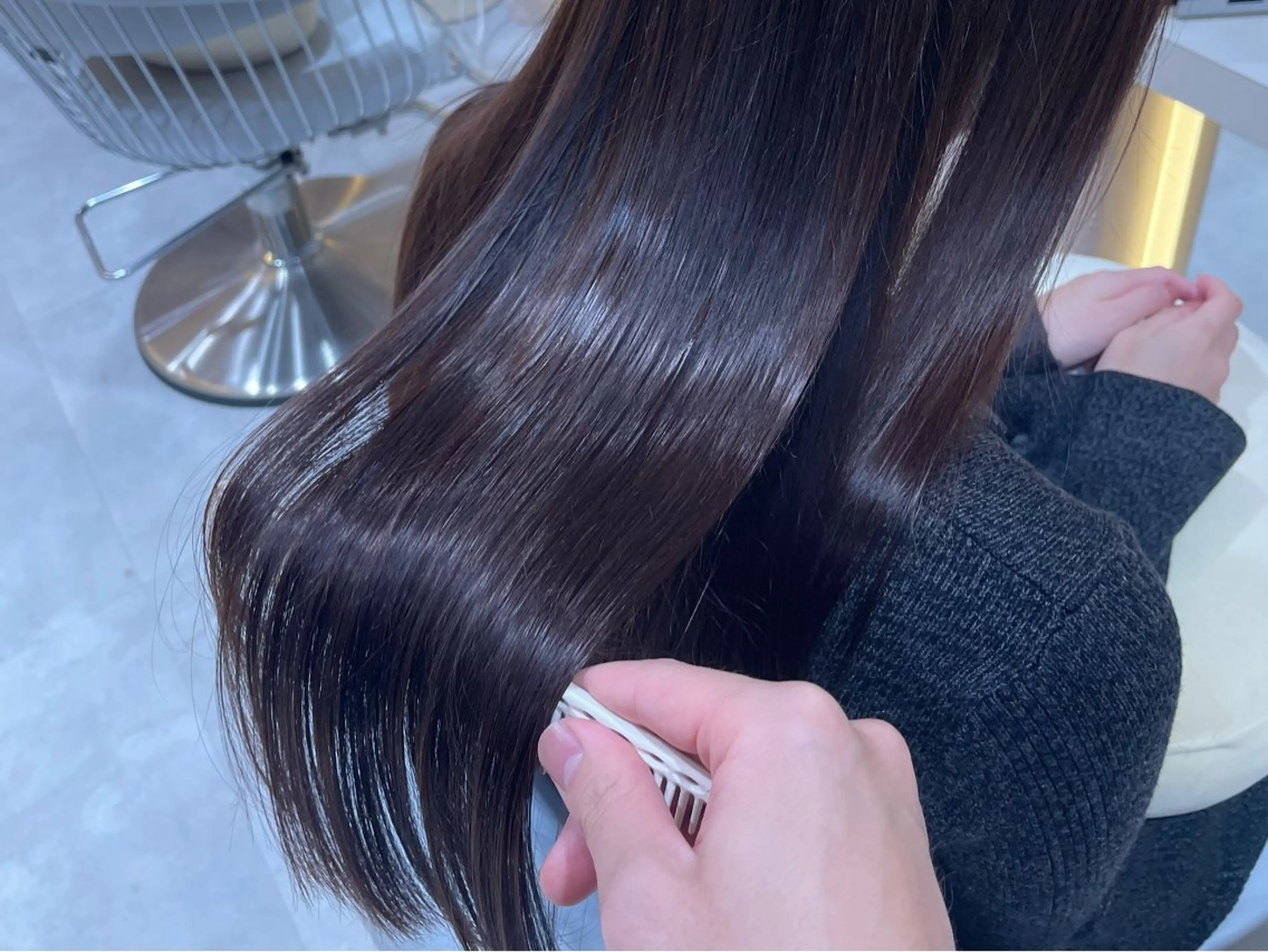 ロング ボブ 縮毛矯正 似合わせレイヤー🌟 巻ける縮毛矯正みつきのヘアスタイル
