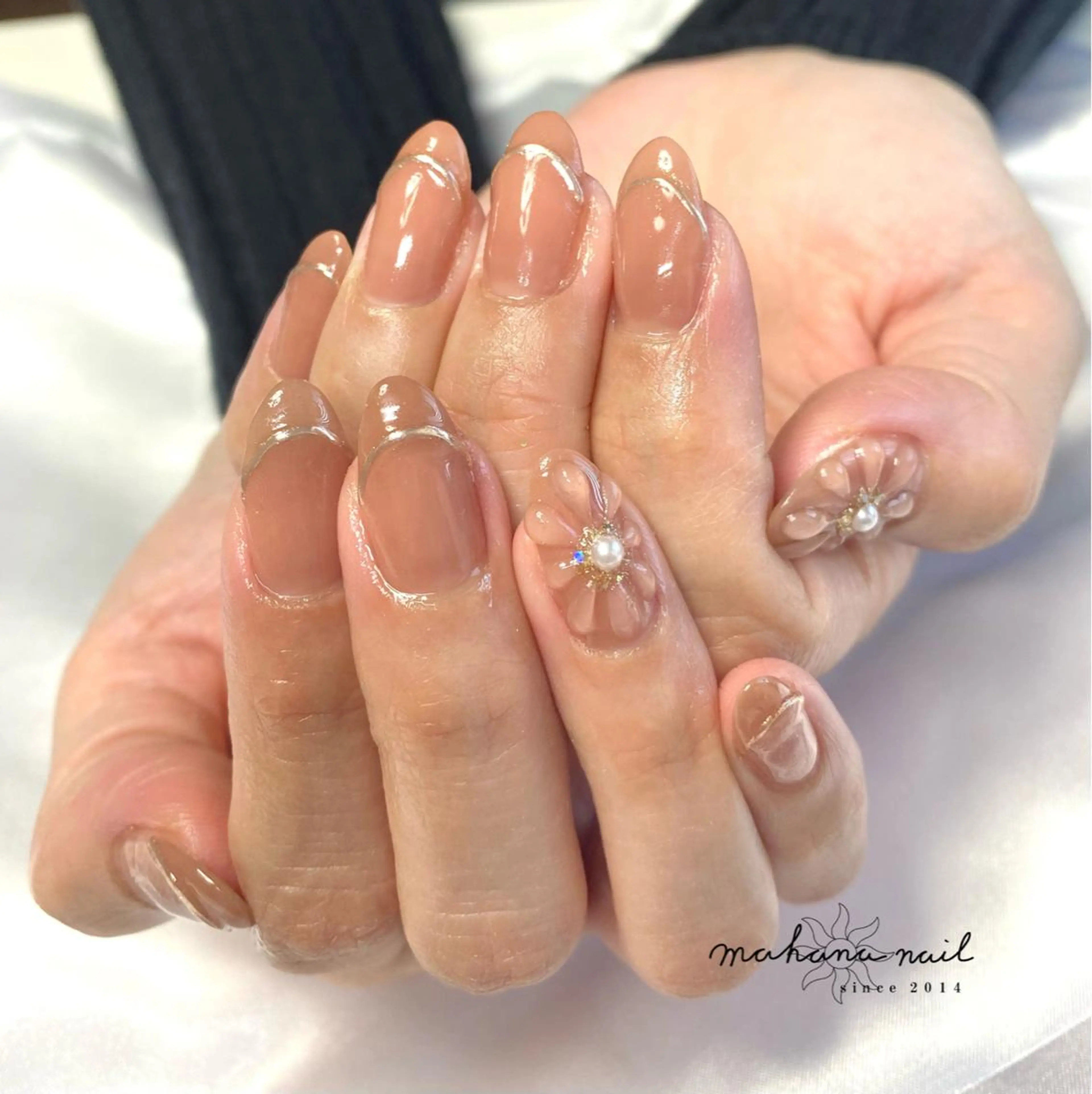 ネイル フラワーネイル 持ち込み ぷっくりネイル mahana nailのネイルデザイン