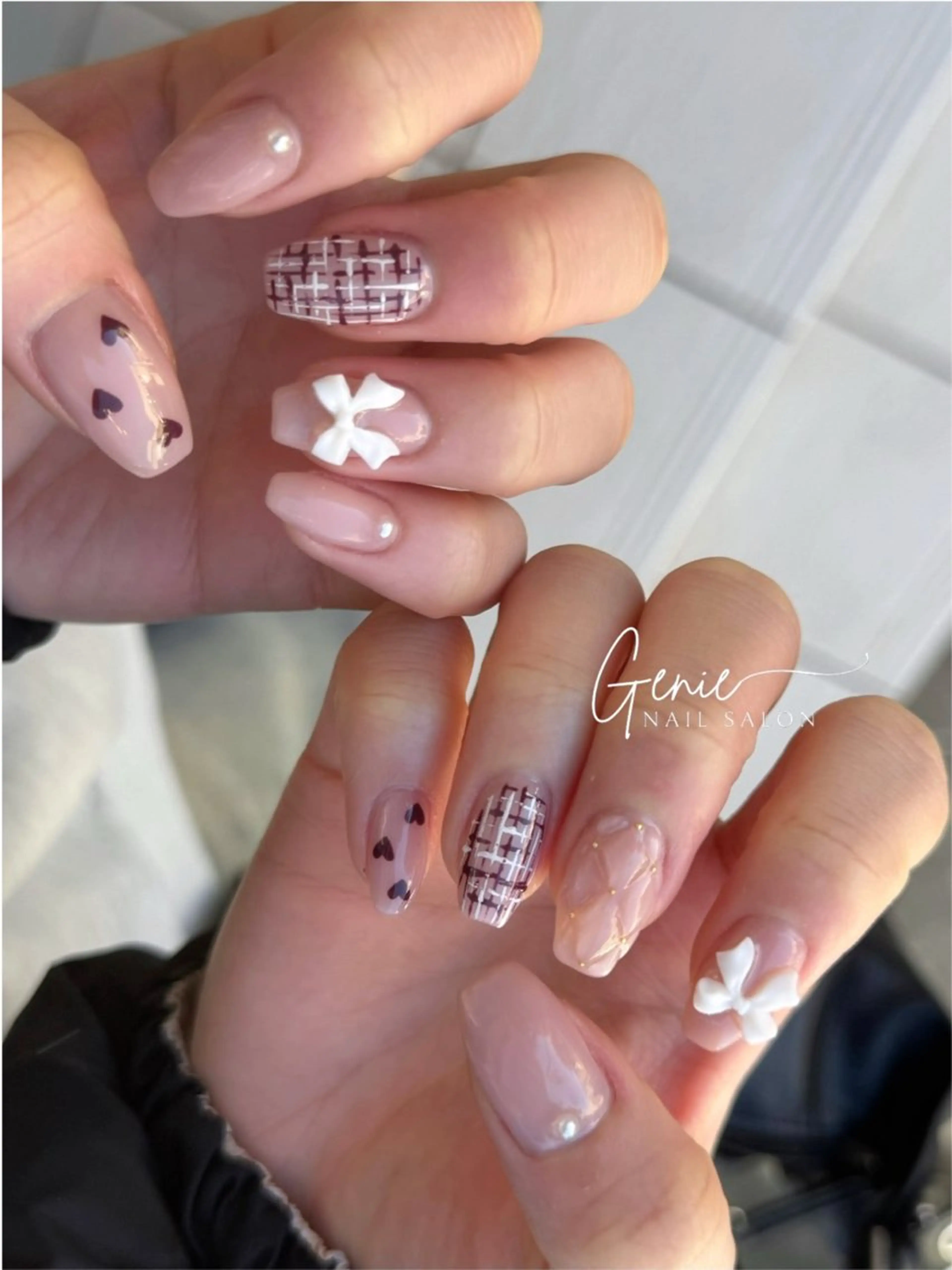 ネイル ハート ハンドネイル Nail salon Genieのネイルデザイン
