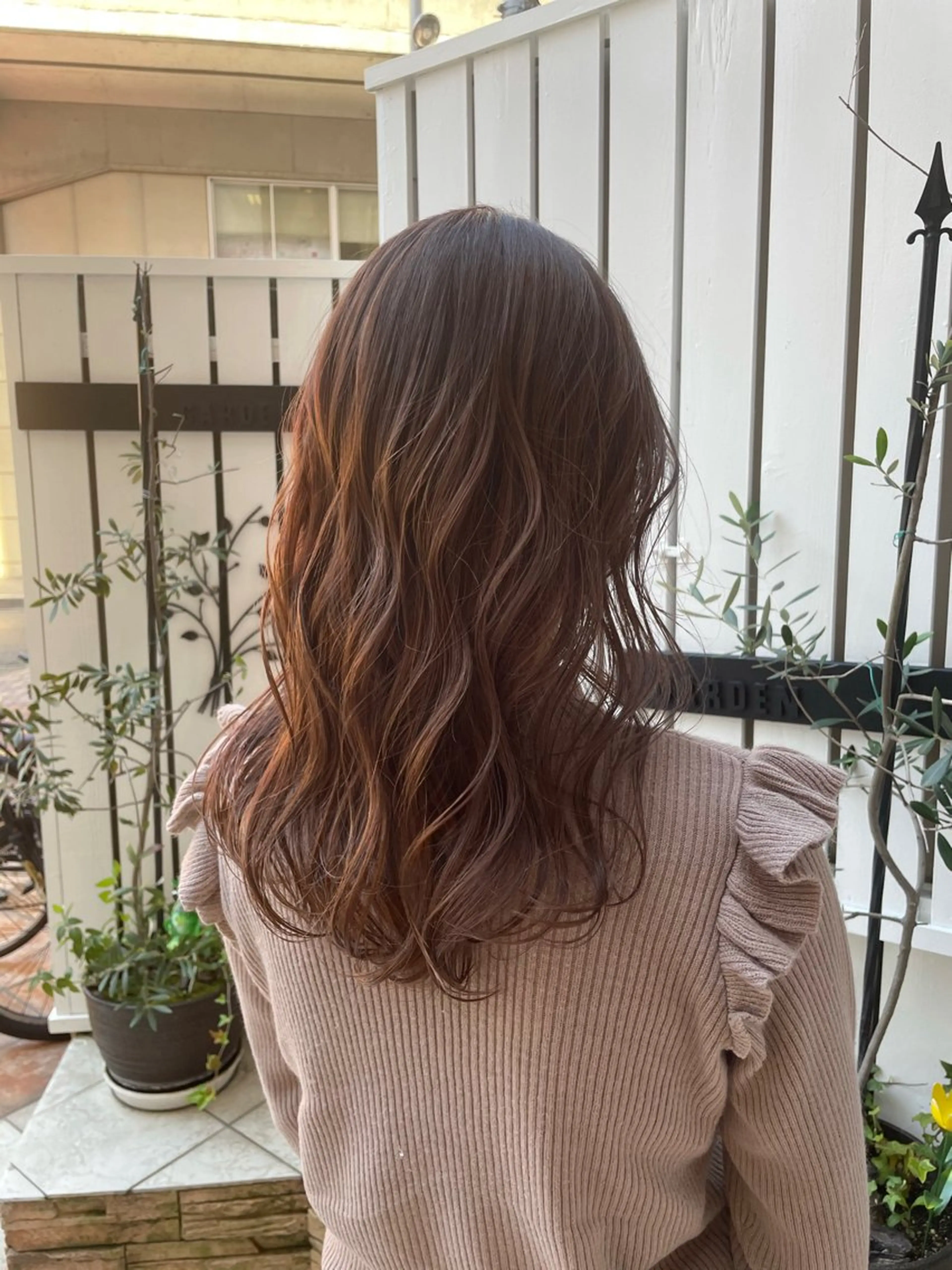 ロング 縮毛矯正×髪質改善 カラー×クロスパーマのヘアスタイル