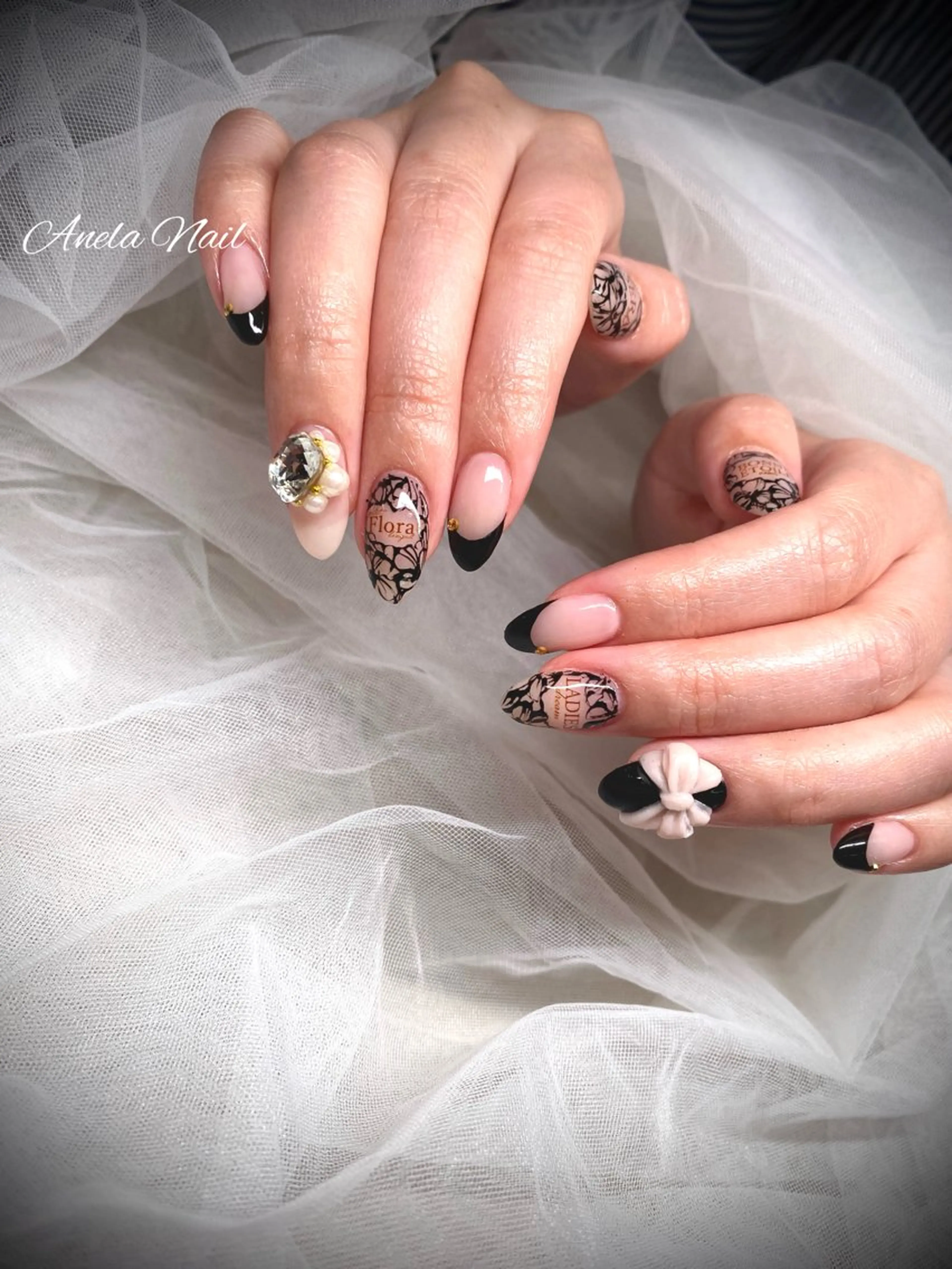 ネイル アートネイル リボン Anela Nailのネイルデザイン