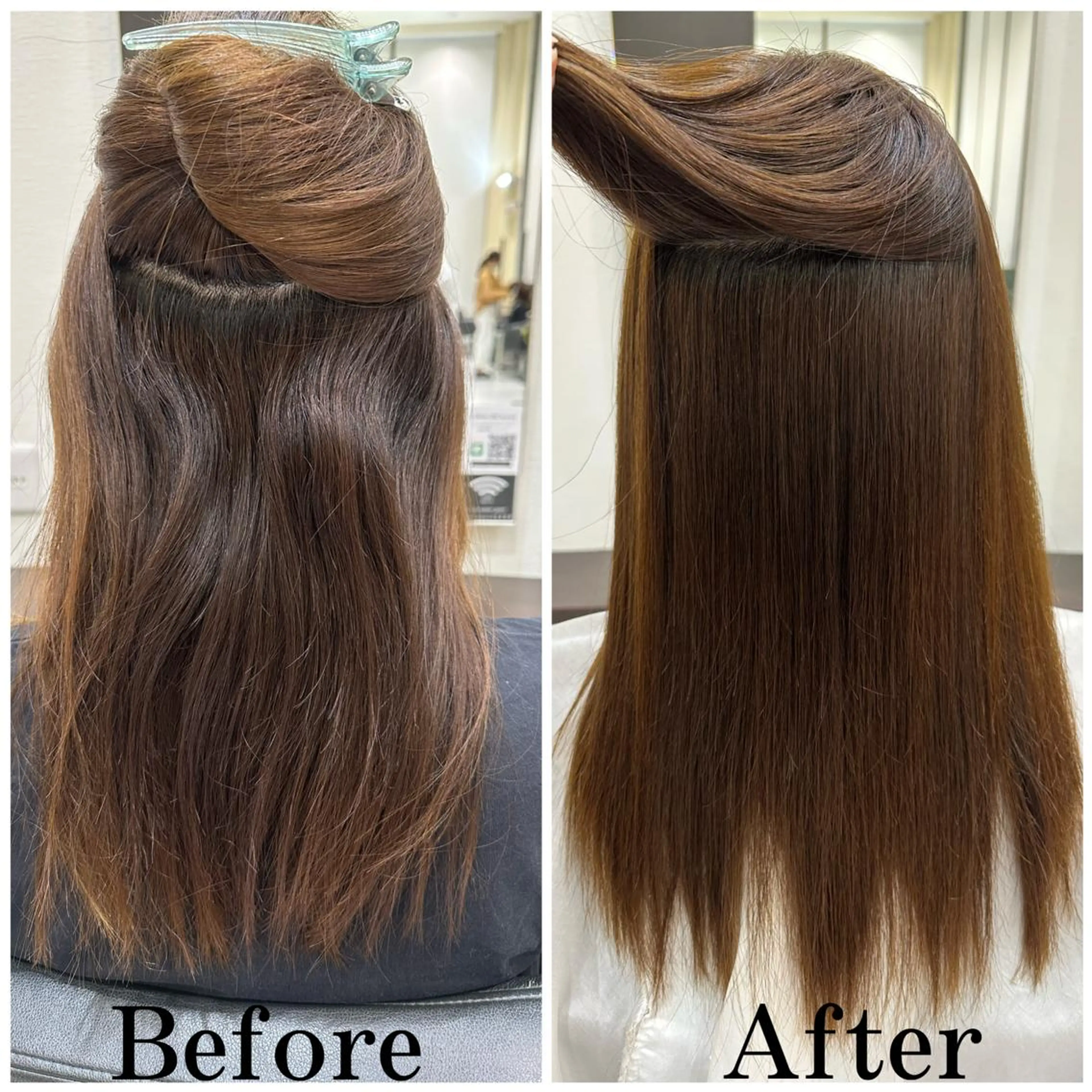 セミロング パーマ 縮毛矯正 吉村 柚香のヘアスタイル