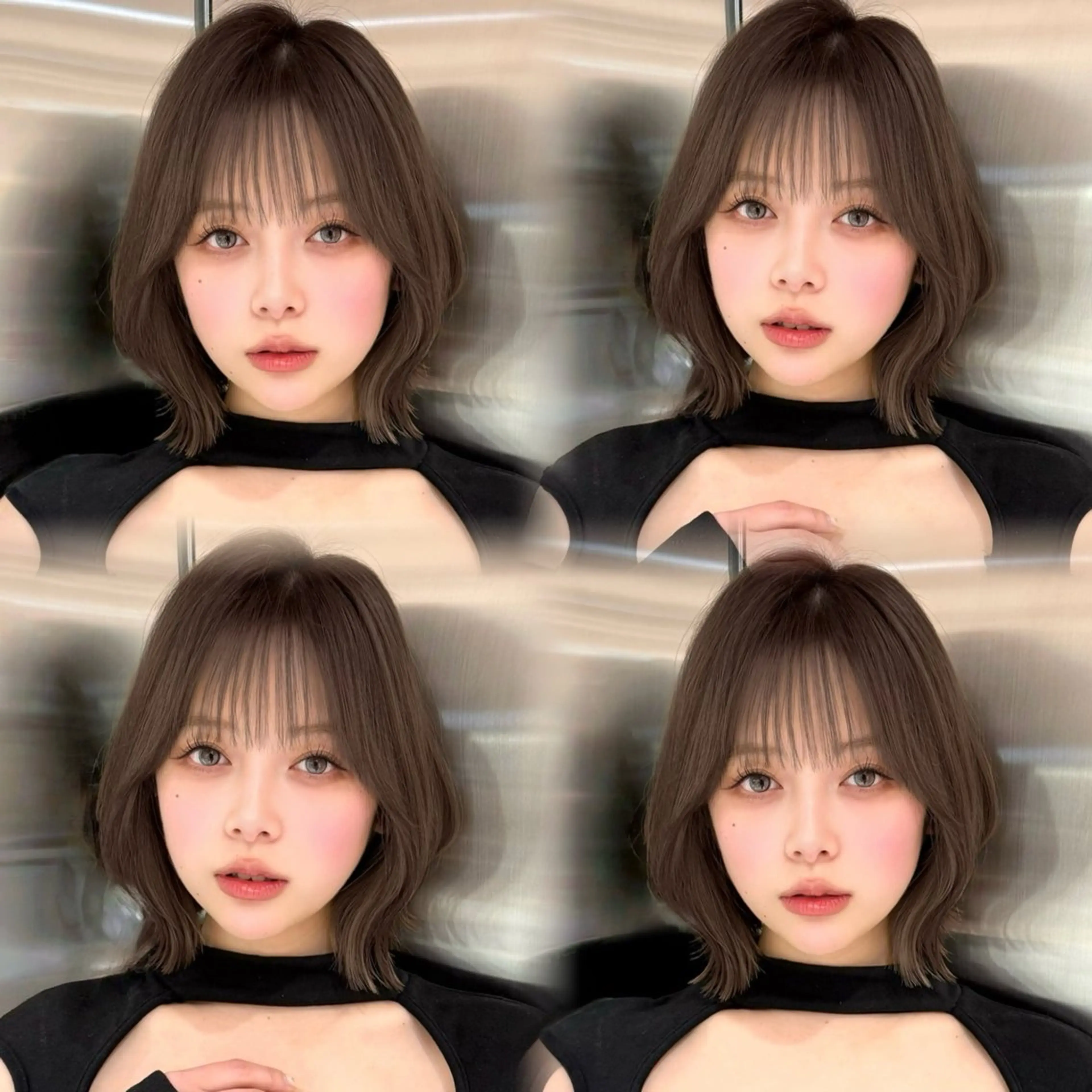 ミディアム カラー ヘアアレンジ ボブレイヤー 透明感カラー ボブ 韓国風ヘア レイヤーカット 韓国ボブ/髪質改善 /新宿/Rumiのヘアスタイル