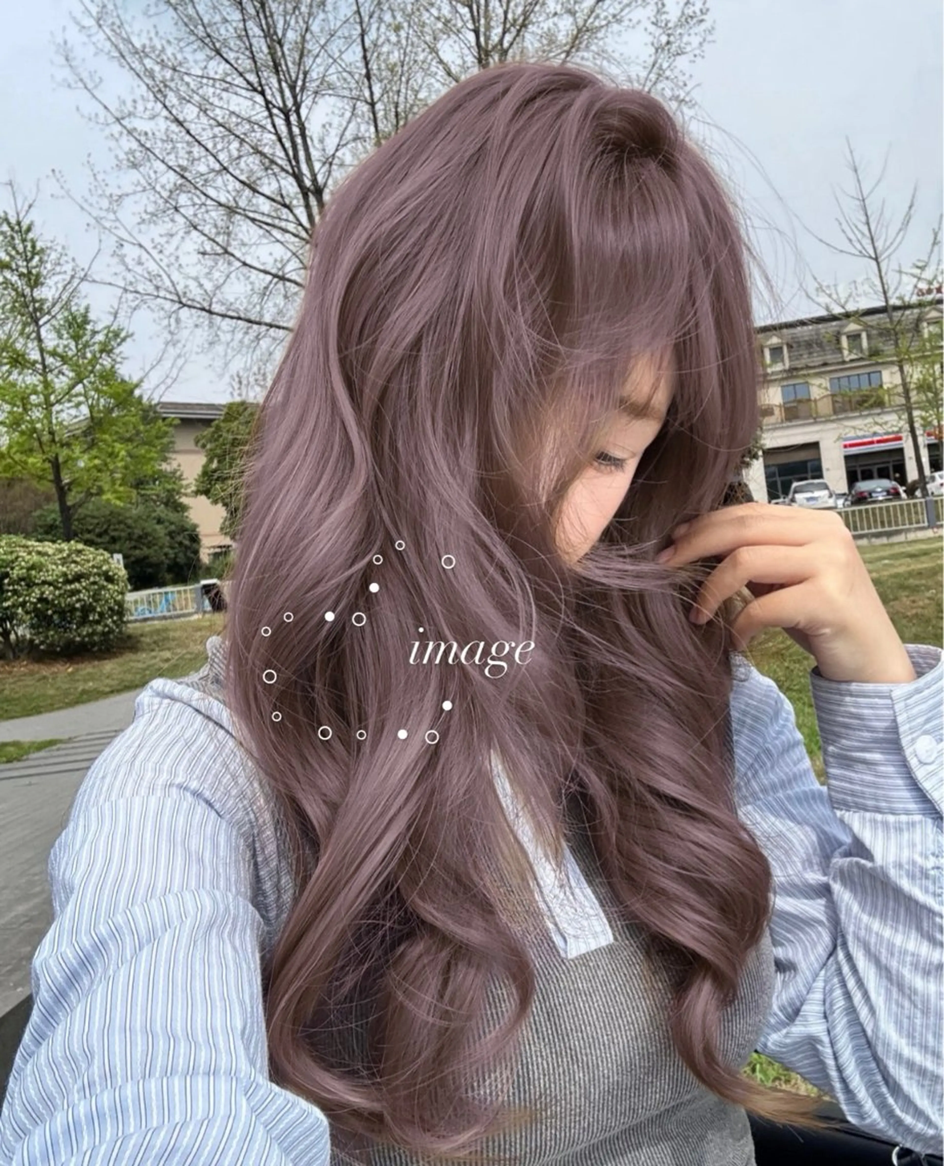 ロング ラベンダーベージュ ヘアカラー トリートメント 淡色ラベンダー♡ ニーナ🎀🦙のヘアスタイル