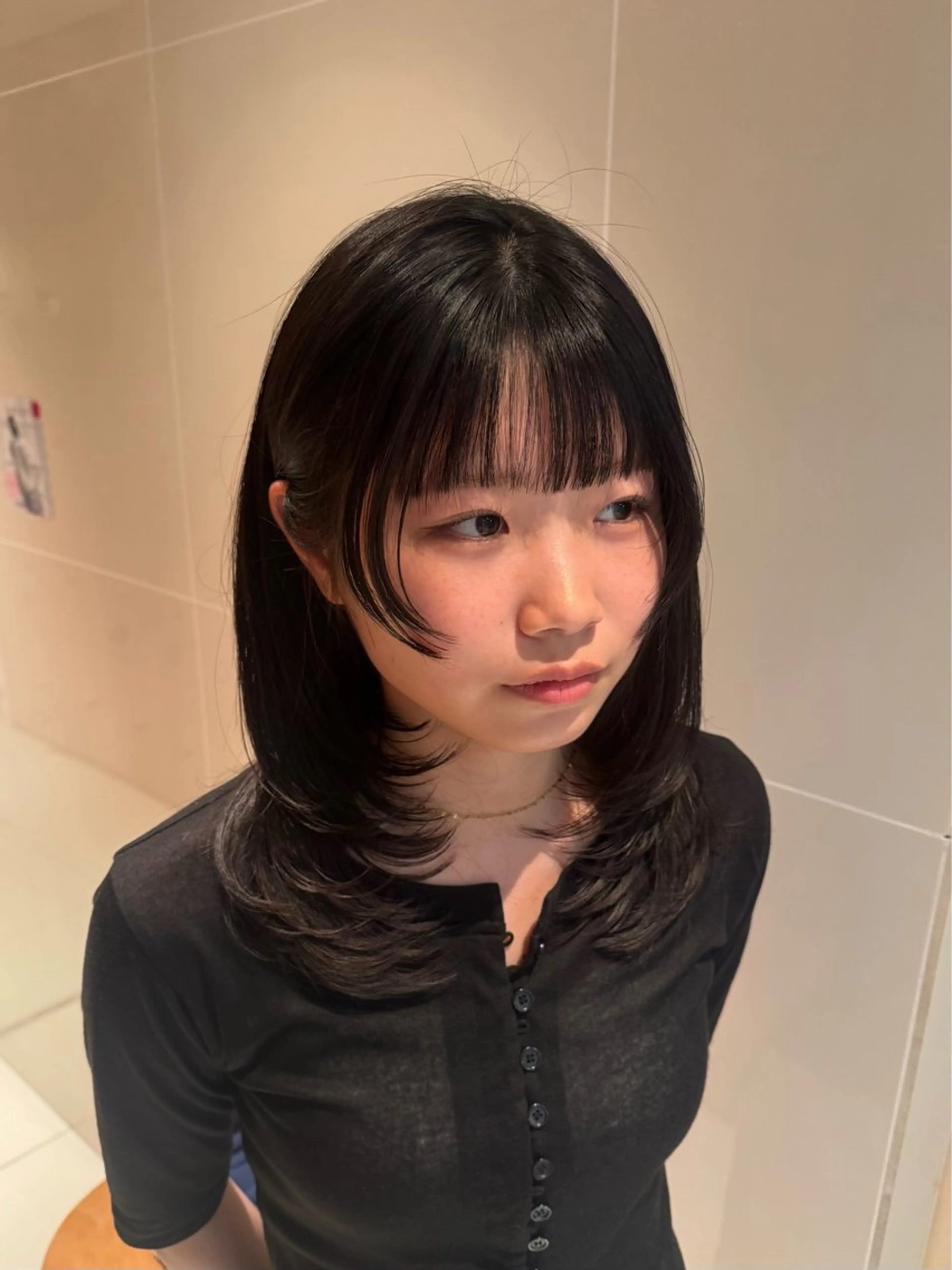 ミディアム パーマ カット 縮毛矯正 トリートメント 縮毛矯正/レイヤー 🌙児玉光瑠のヘアスタイル