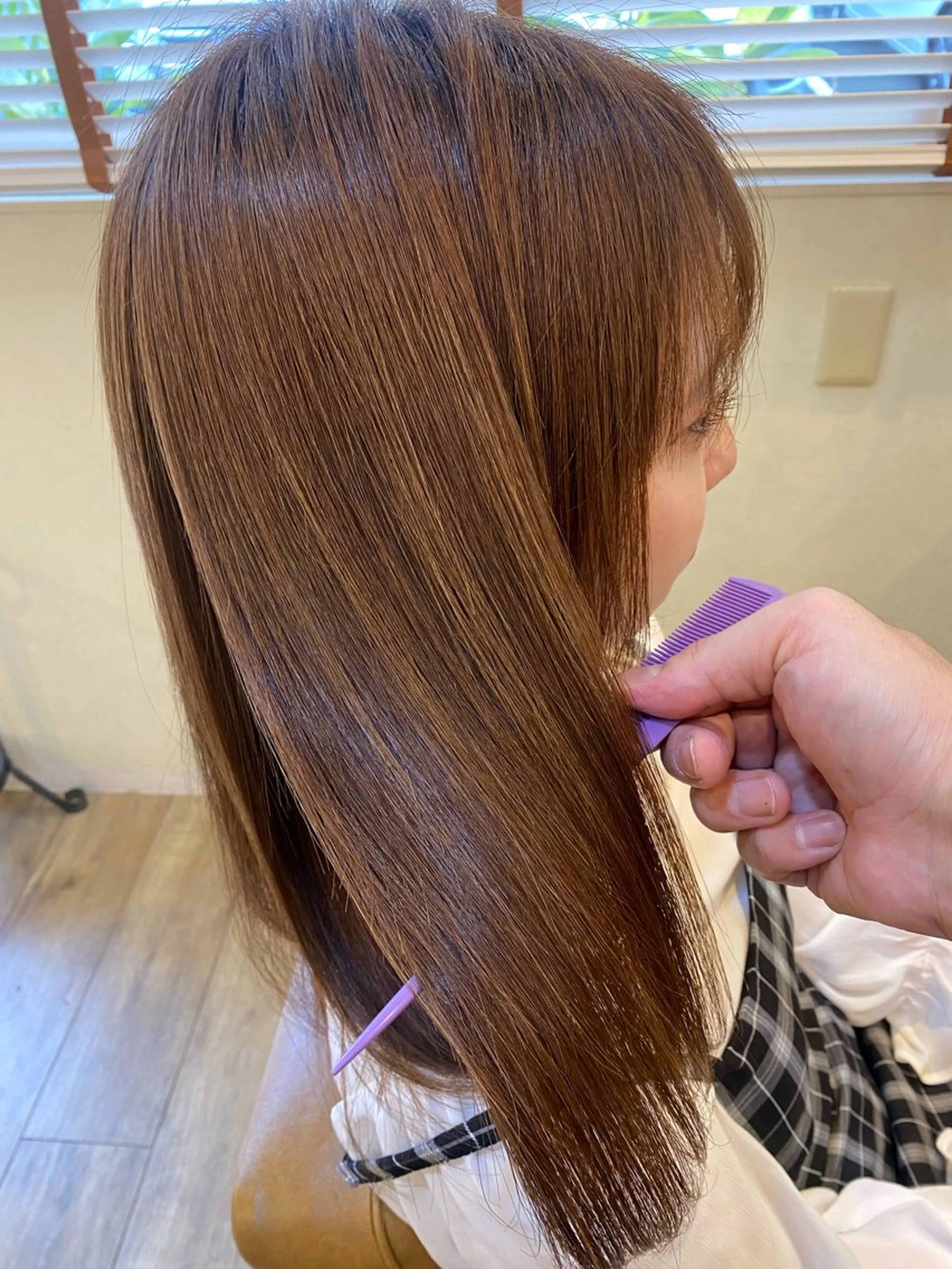 セミロング くせ毛 ハイライト 髪質改善 韓国風ヘア レイヤーカット 荒木洋一/髪質改善/ 酸性ストレートのヘアスタイル