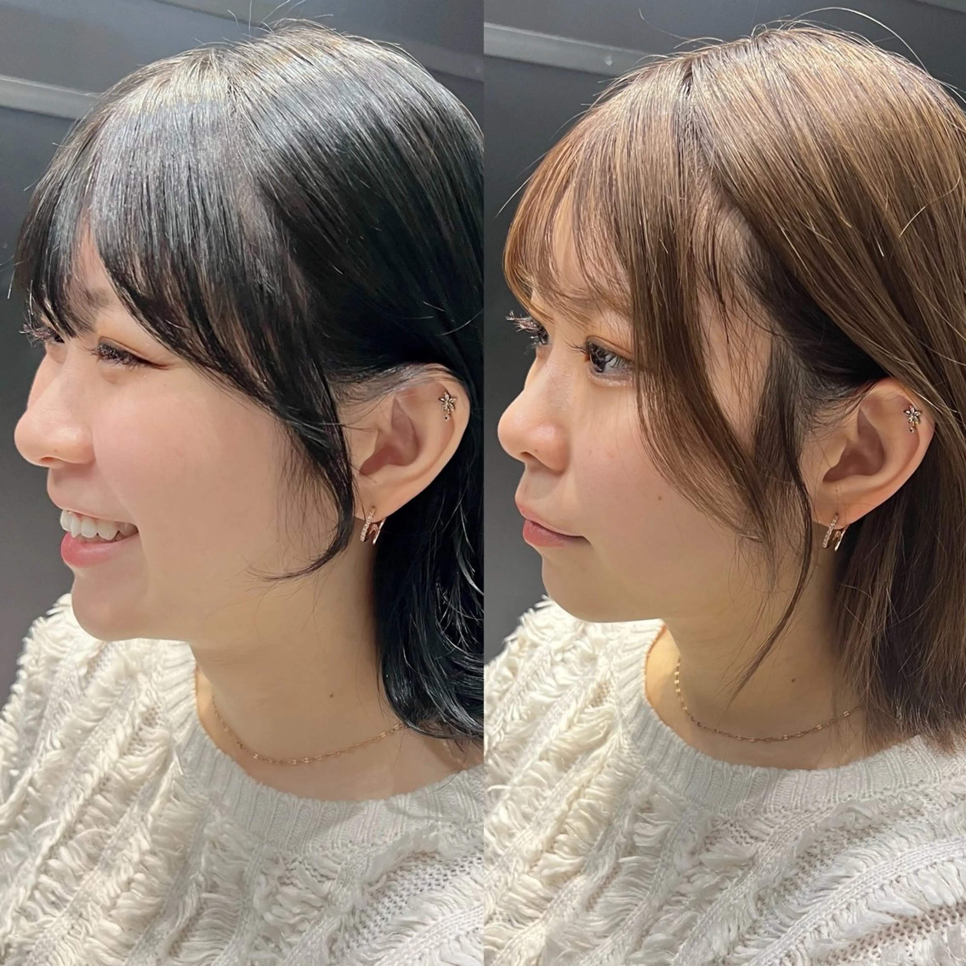 モニター前髪顔まわりカットの写真