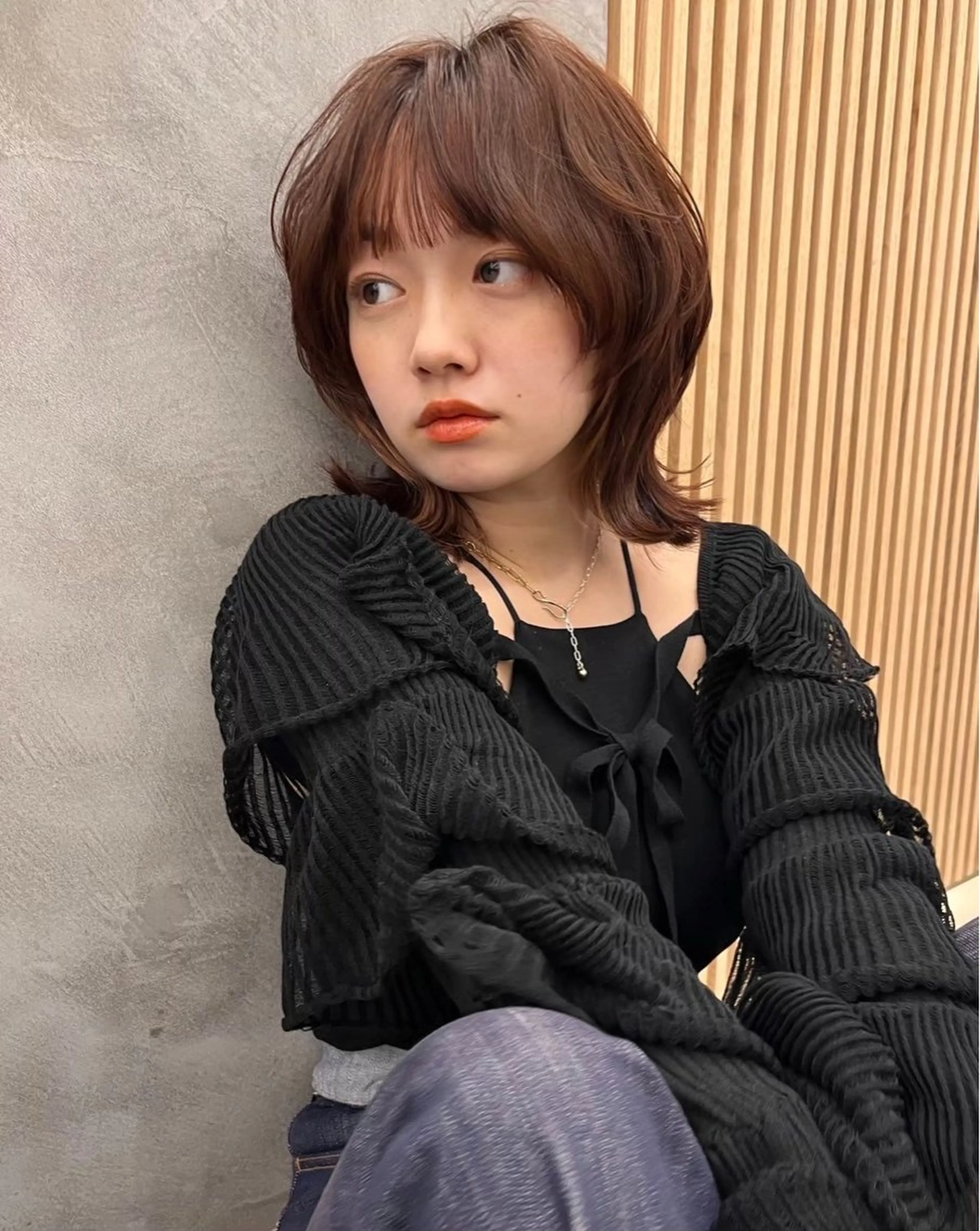 ミディアム カラー レイヤー/暖色カラー /パーマ/落合 歩夢のヘアスタイル