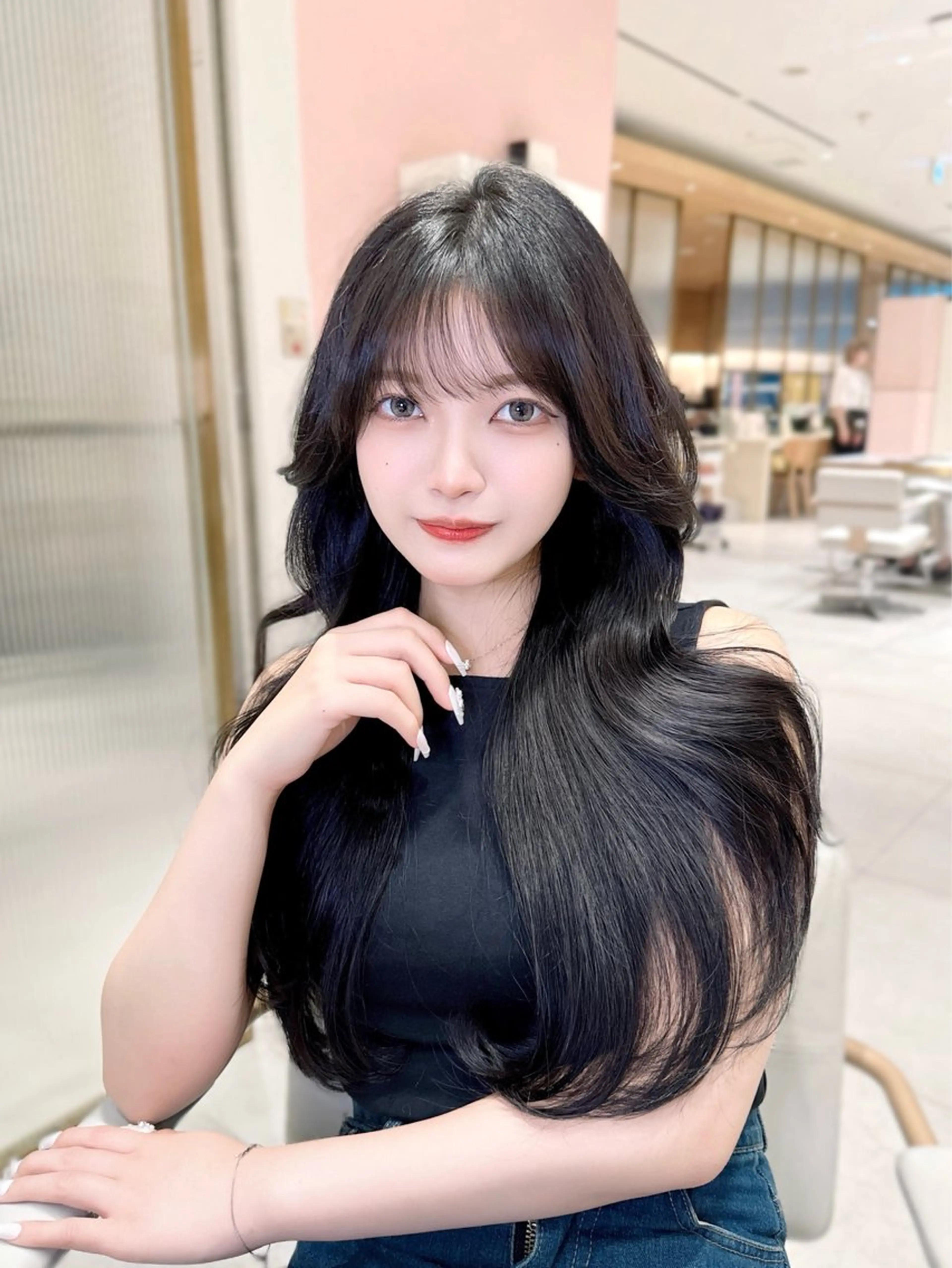 セミロング カラー カット ヘアカラー トリートメント ヘッドスパ ヘアセット 韓国ヘア/レイヤー/ 顔まわり/りょーとのヘアスタイル